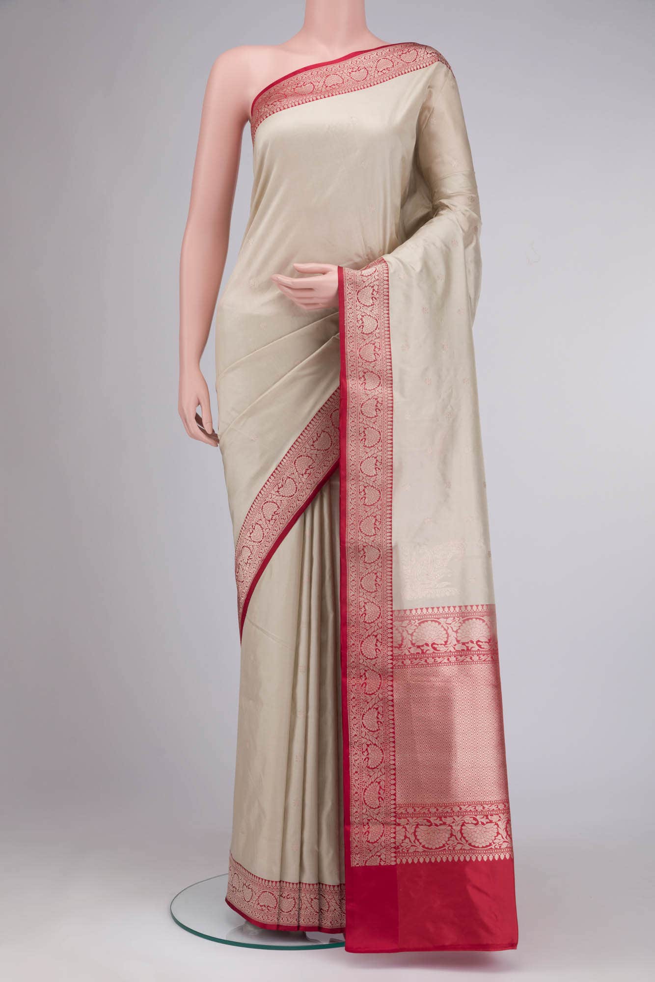 Beige Baluchari Silk Saree