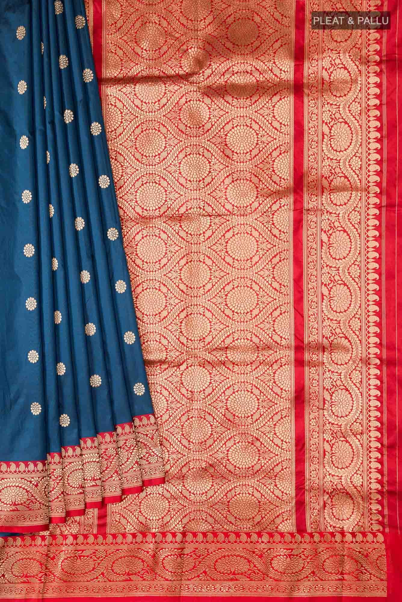 Blue Banarasi Katan Silk Saree