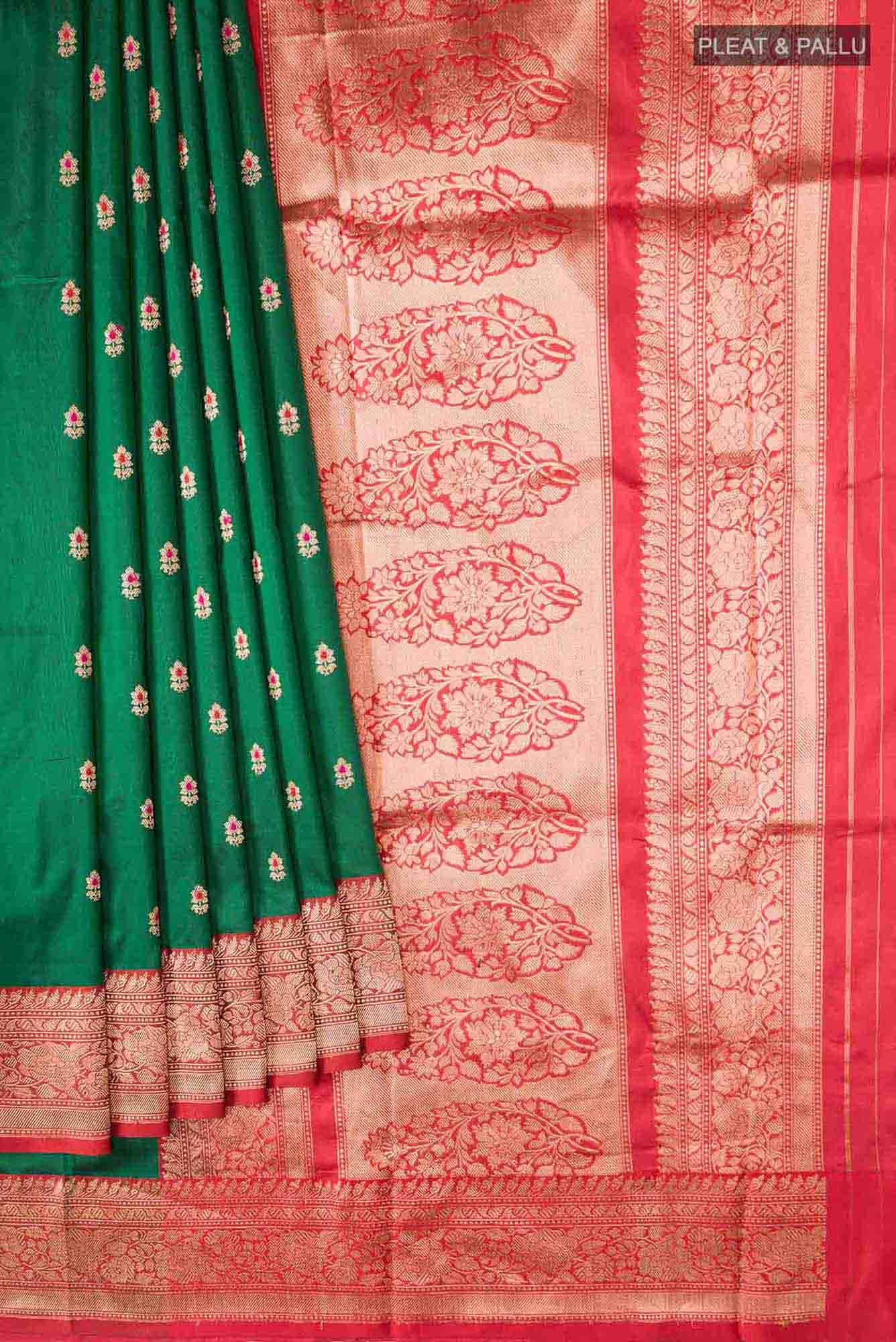 Green Banarasi Katan Silk Saree