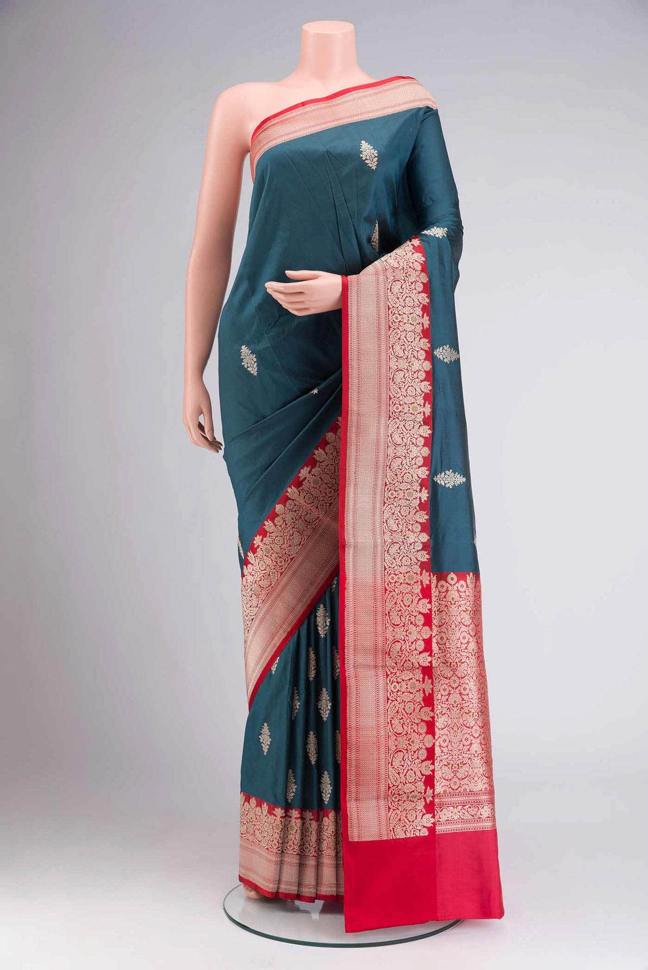 Blue Banarasi Katan Silk Saree