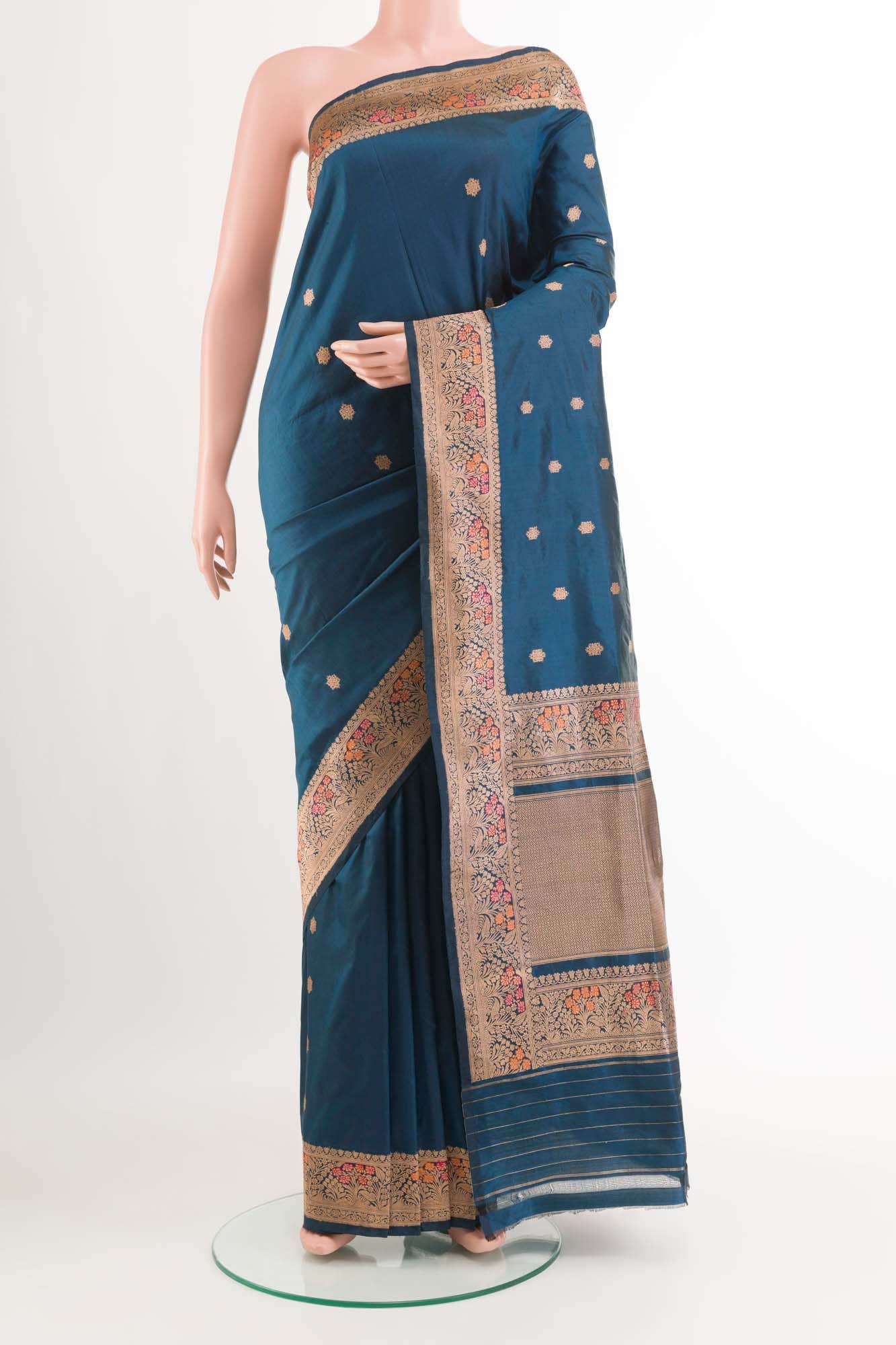 Blue Banarasi Katan Silk Saree