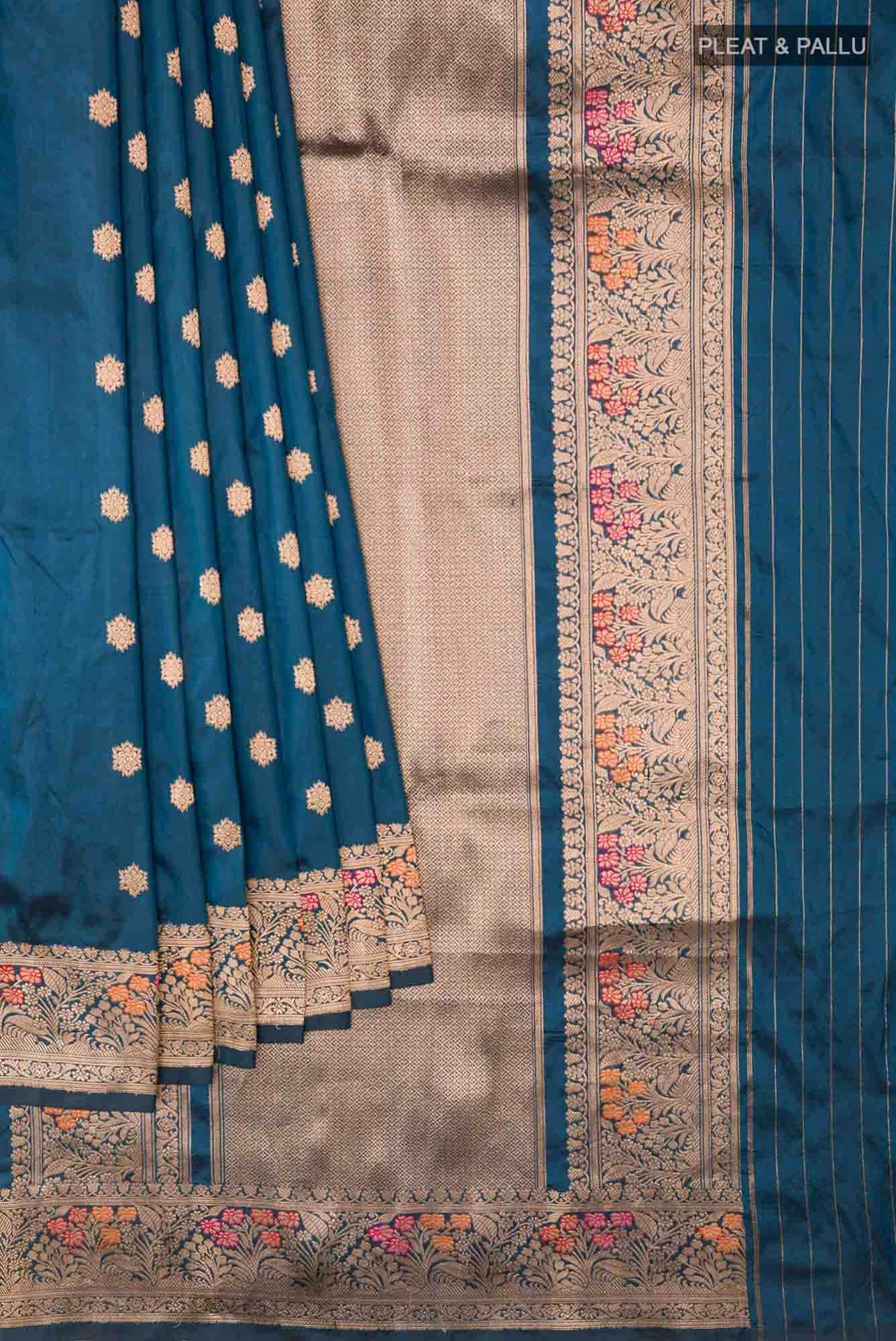 Blue Banarasi Katan Silk Saree