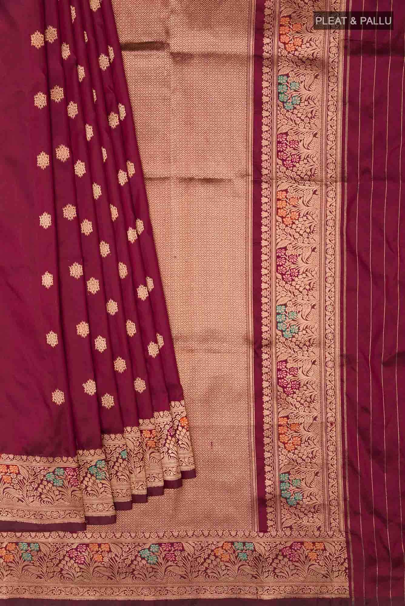 Maroon Banarasi Katan Silk Saree