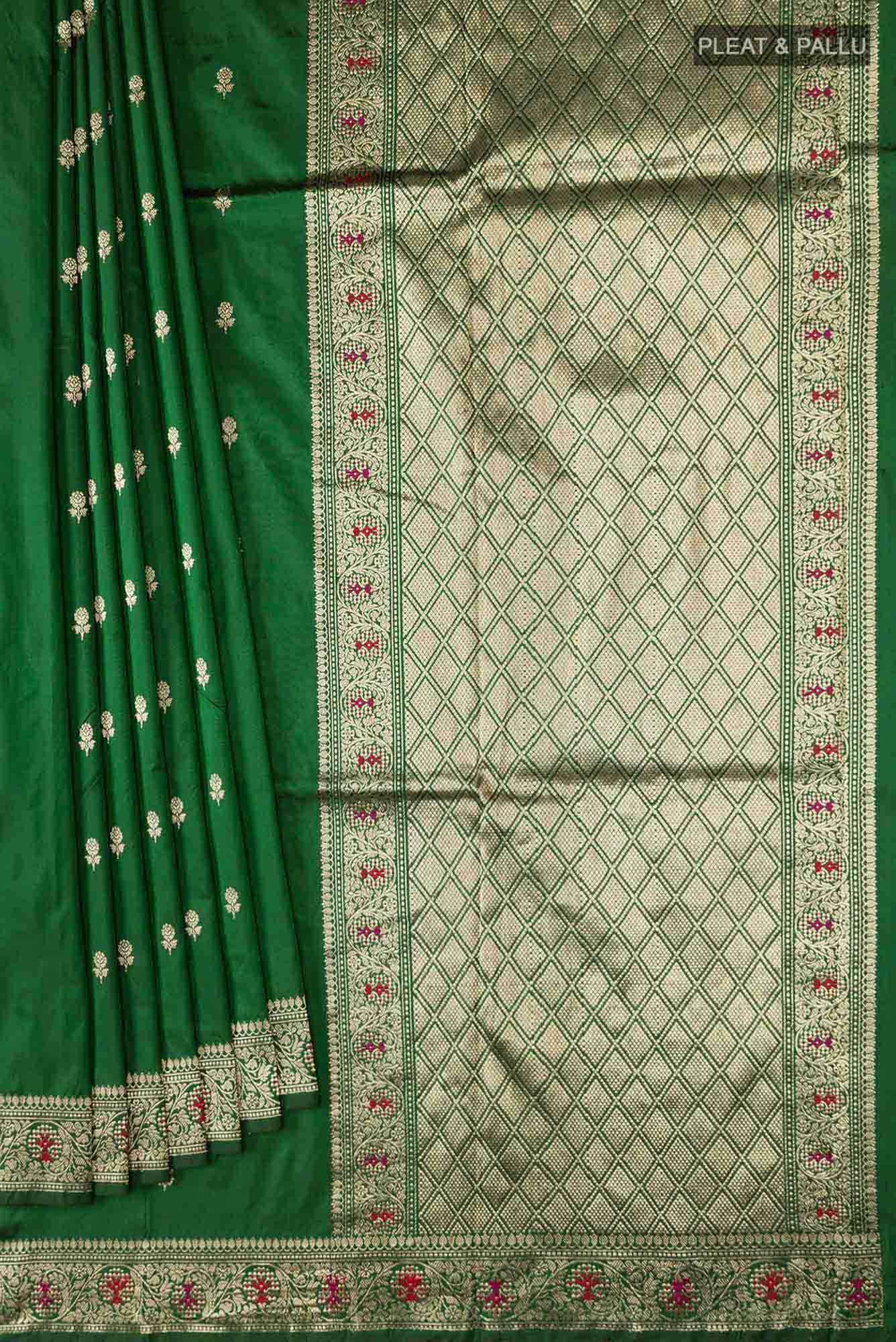 Green Banarasi Katan Silk Saree