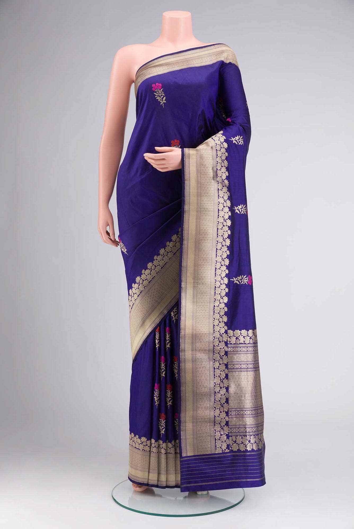 Blue Banarasi Katan Silk Saree