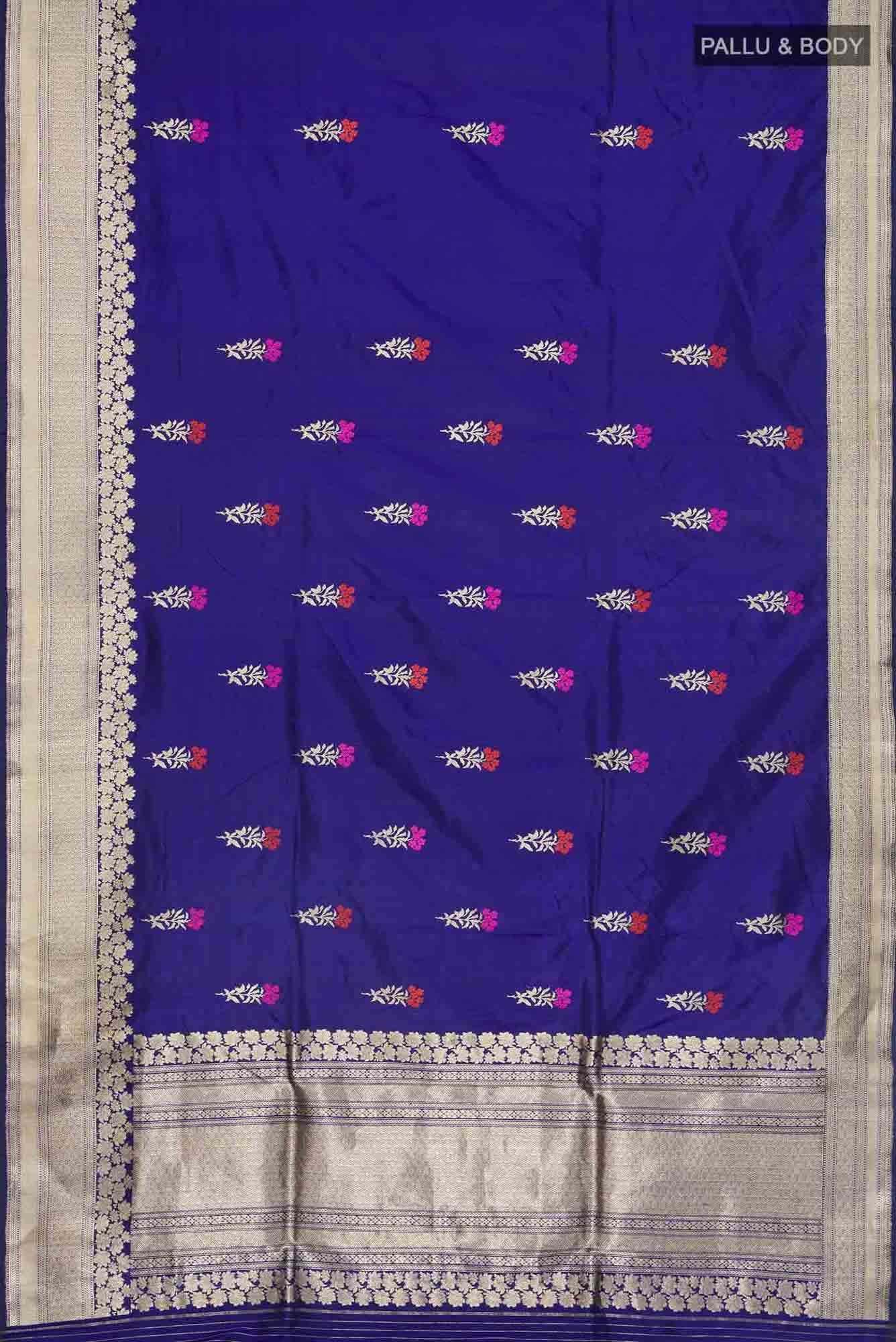 Blue Banarasi Katan Silk Saree