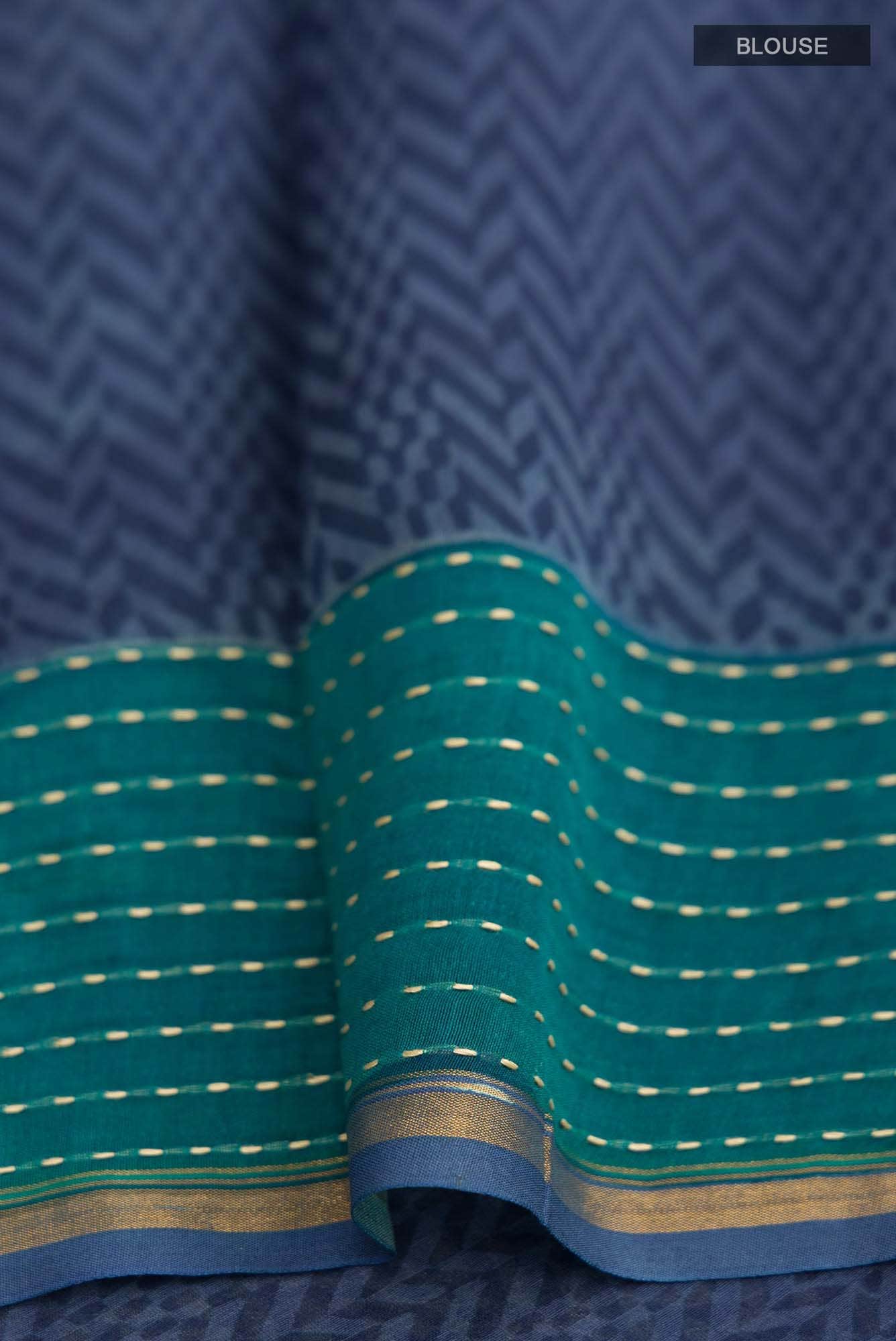 Blue Chanderi Silk Cotton Saree