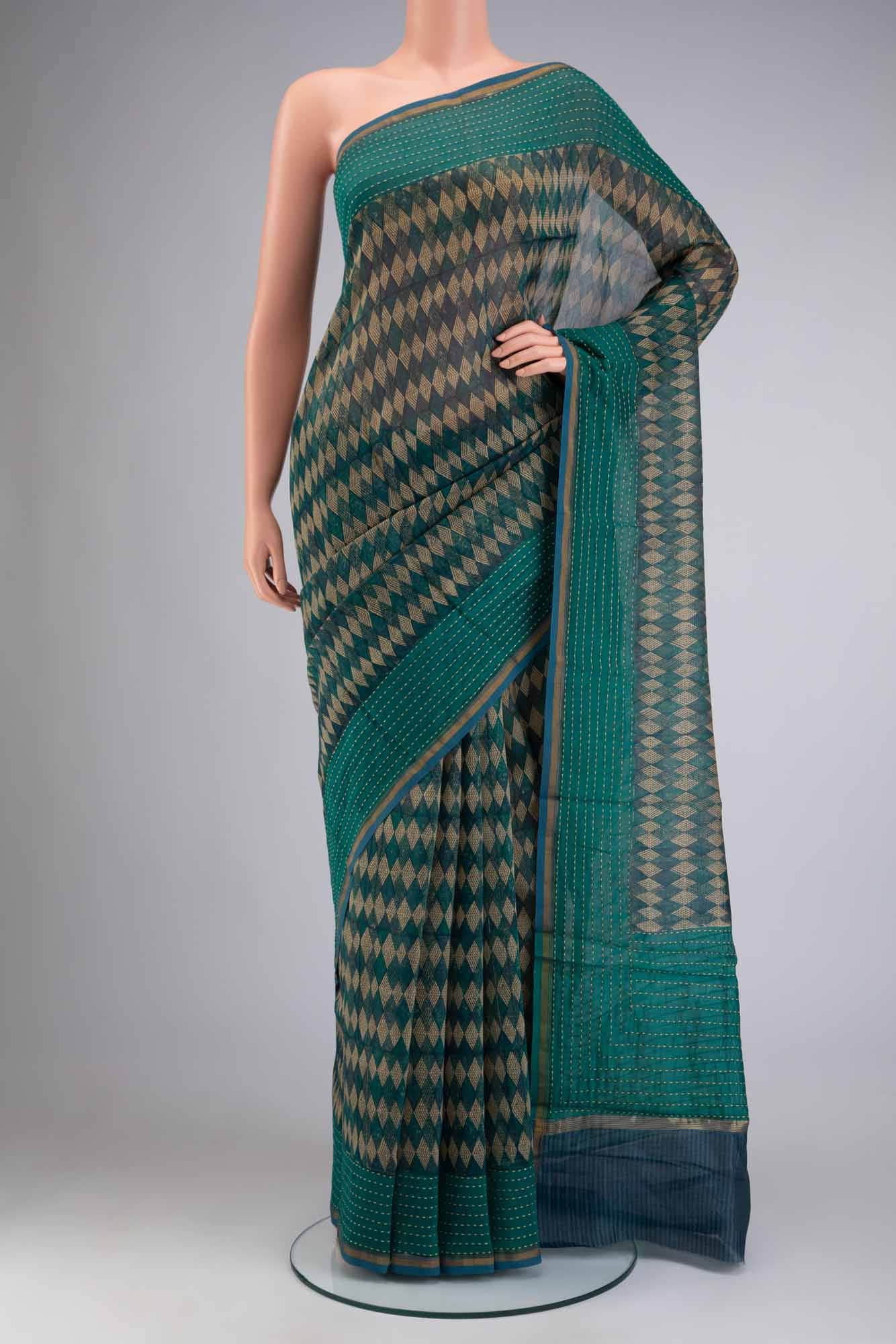Blue Chanderi Silk Cotton Saree
