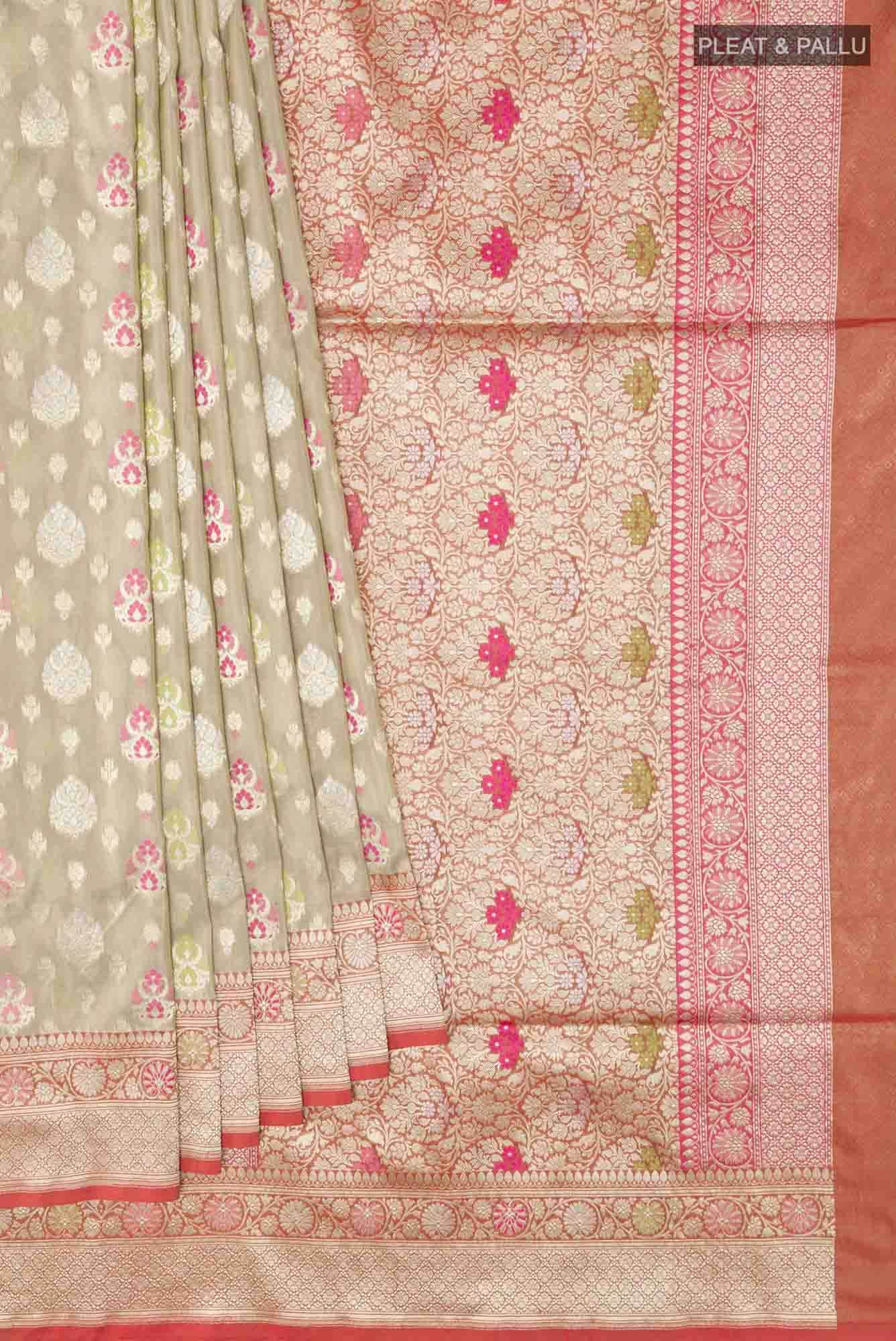 Grey Blended Banarasi Silk Saree