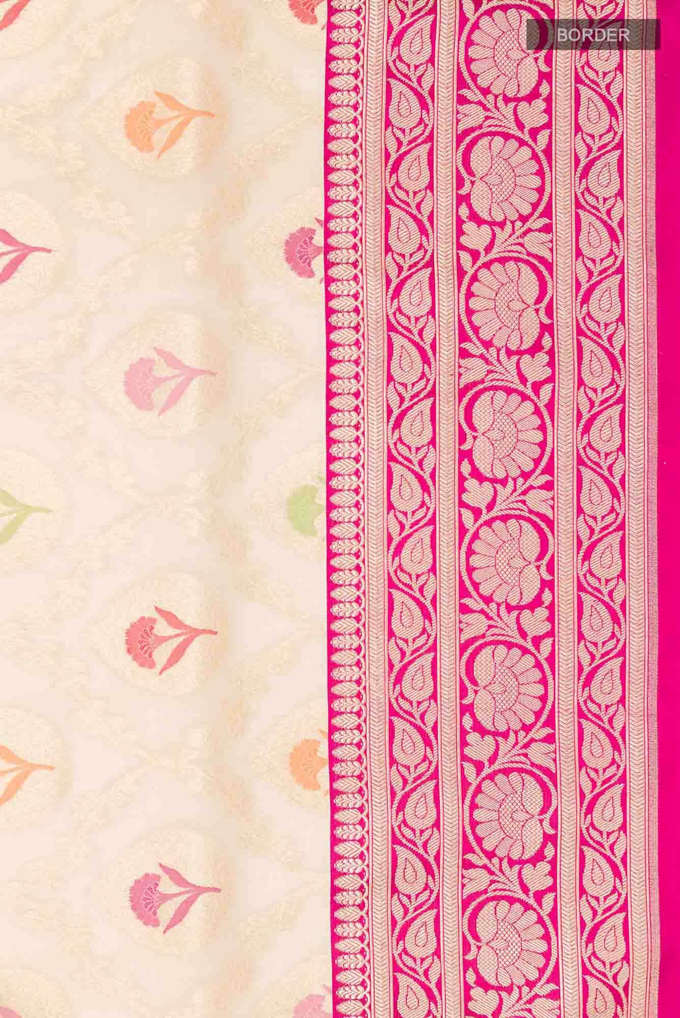 Beige Blended Banarasi Silk Saree