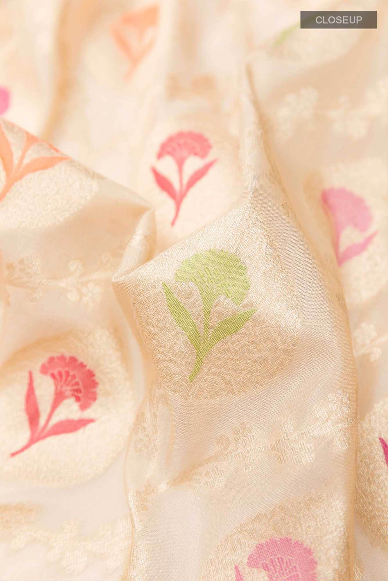 Beige Blended Banarasi Silk Saree