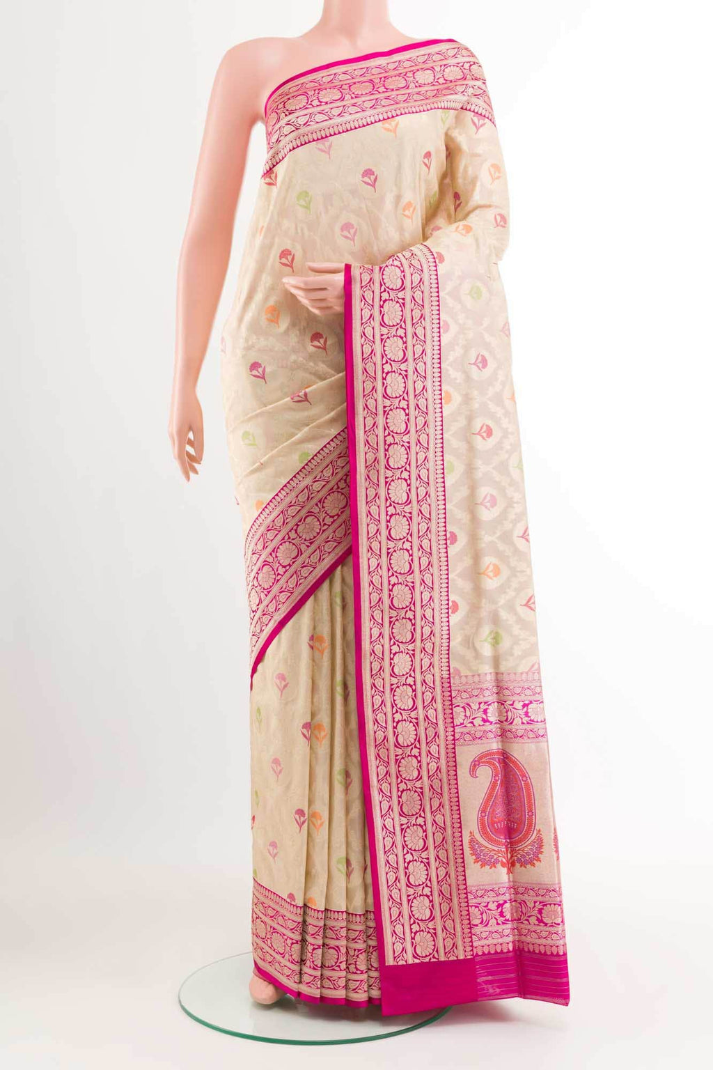 Beige Blended Banarasi Silk Saree