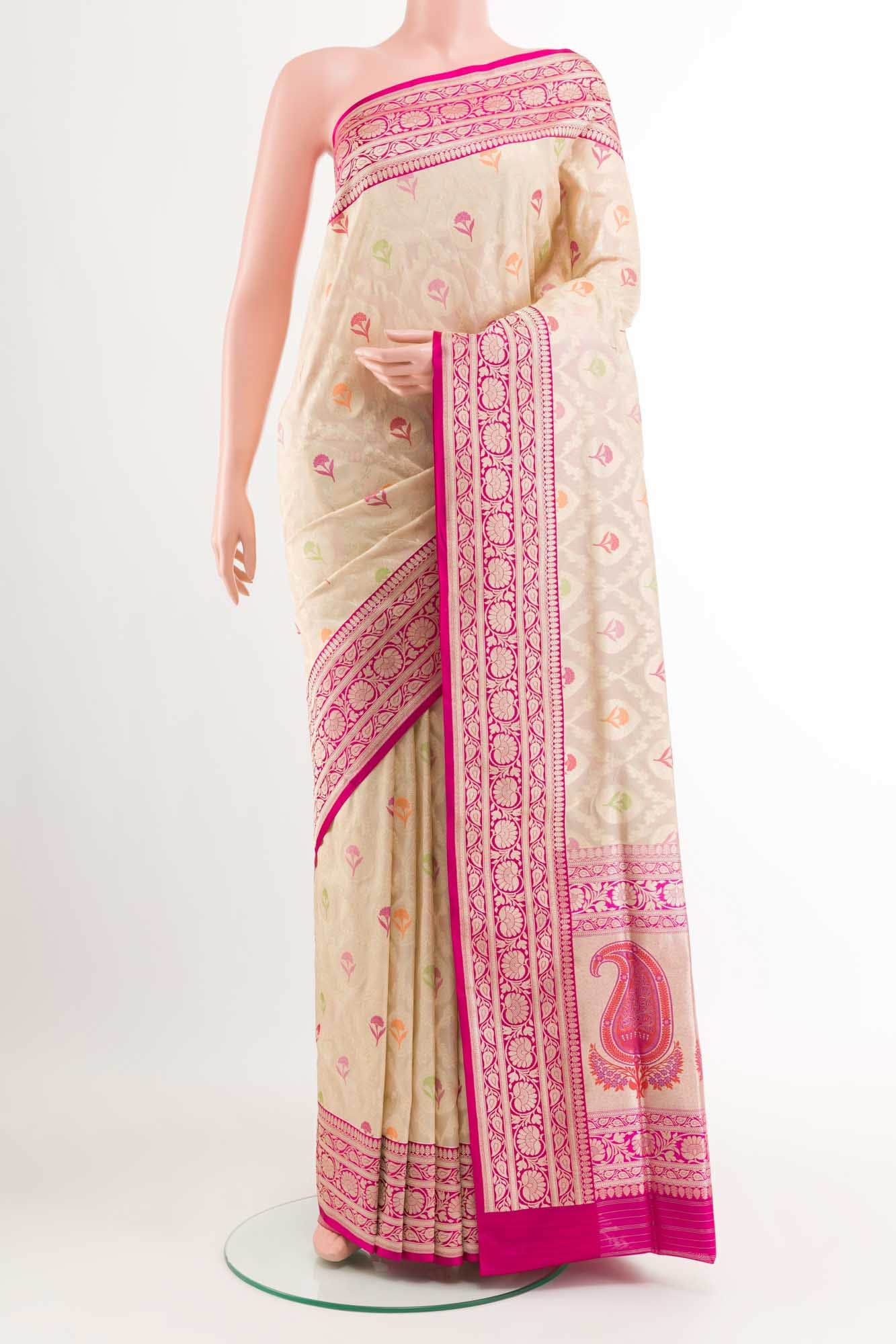 Beige Blended Banarasi Silk Saree