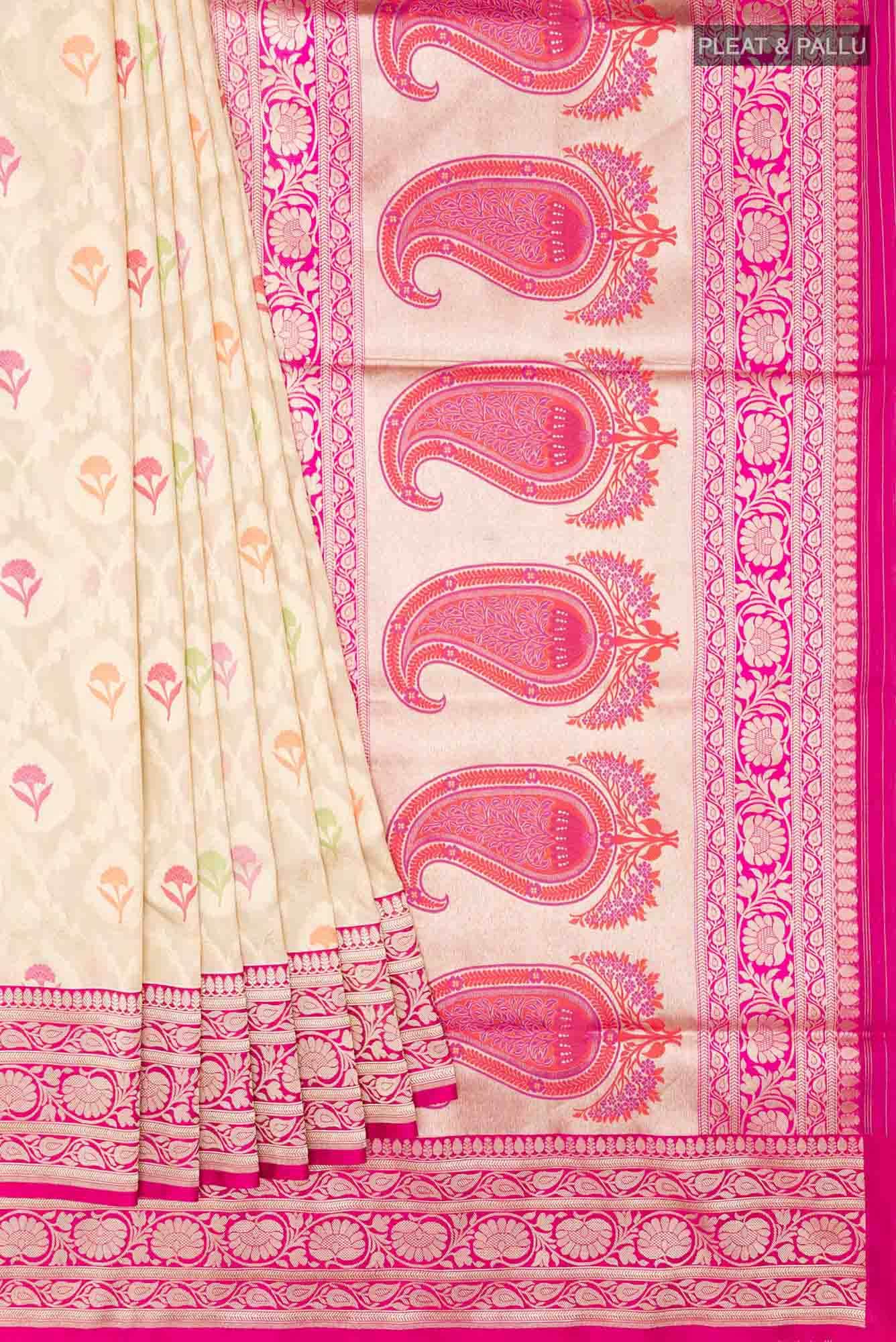 Beige Blended Banarasi Silk Saree
