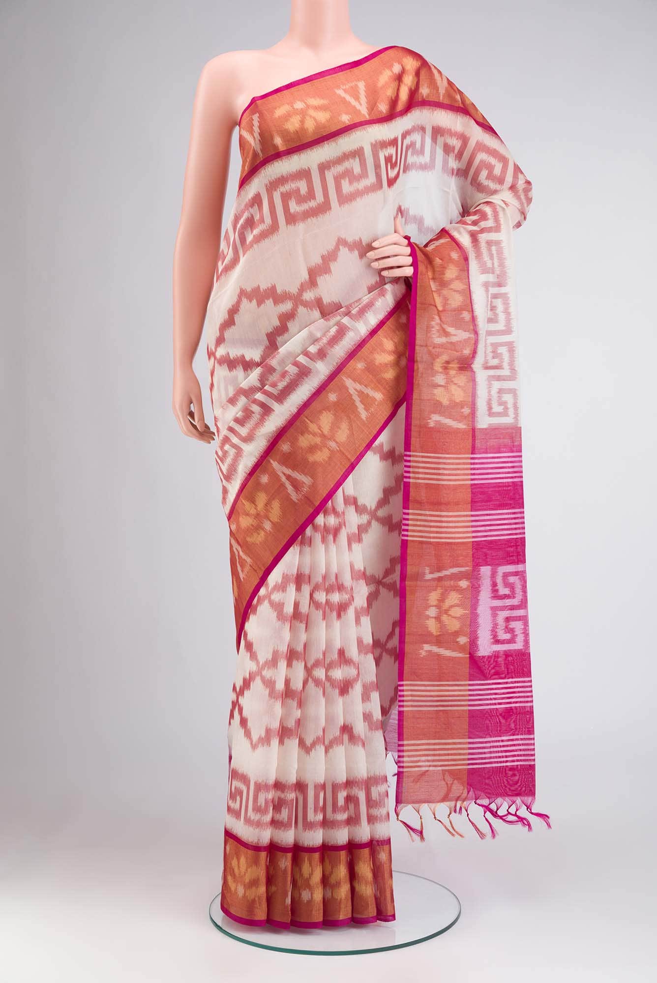 Cream Silk Cotton Saree