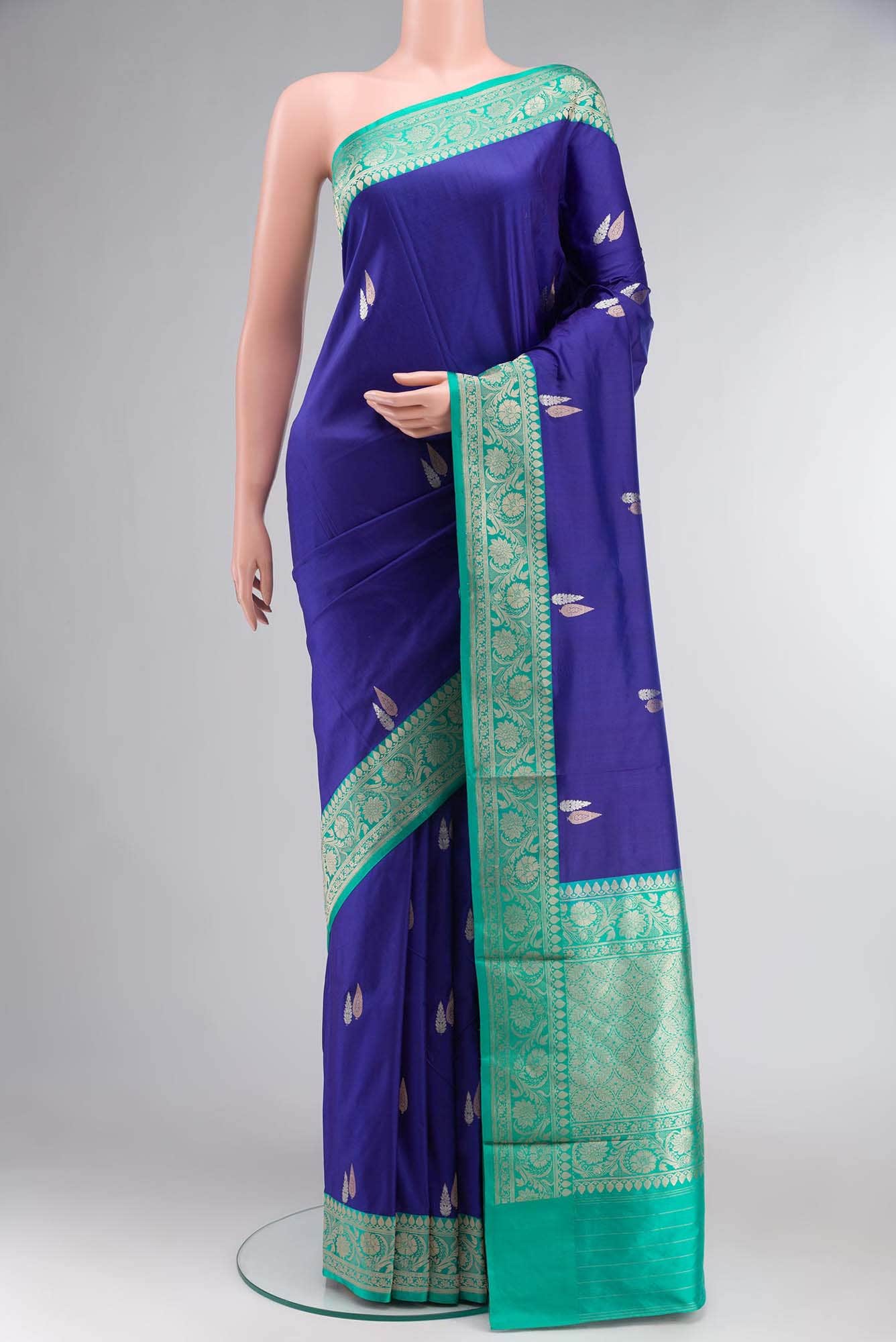 Blue Banarasi Katan Silk Saree