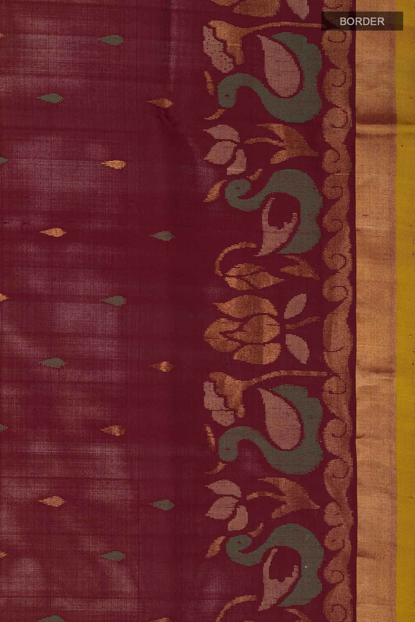 Pure Silk Pure Zari Maroon Uppada Saree