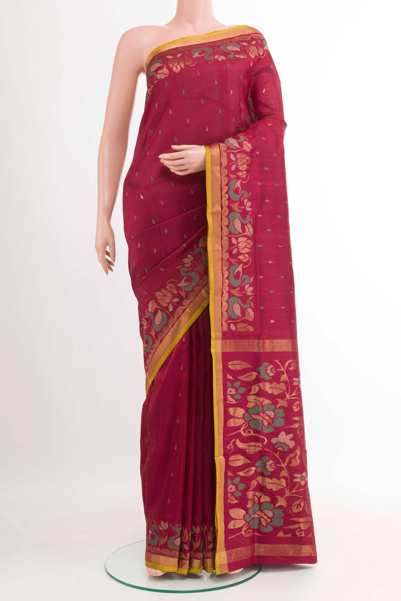 Pure Silk Pure Zari Maroon Uppada Saree