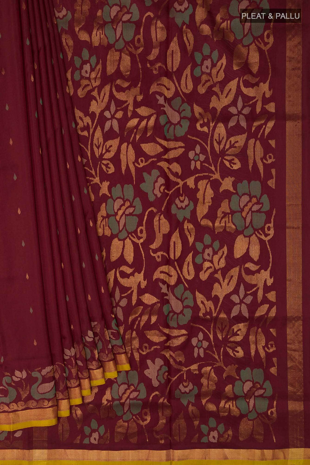 Pure Silk Pure Zari Maroon Uppada Saree