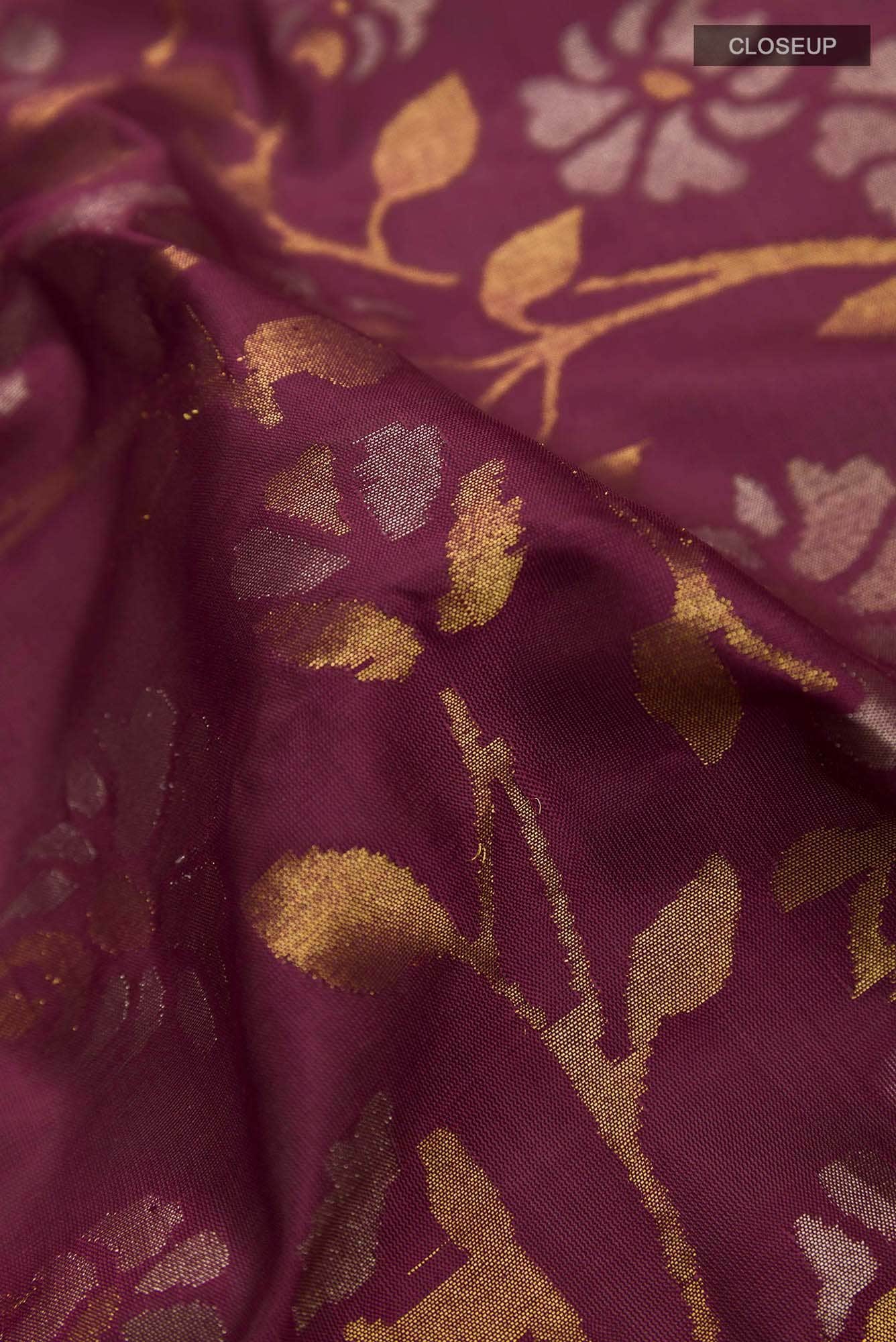 Pure Silk Pure Zari Purple Uppada Saree