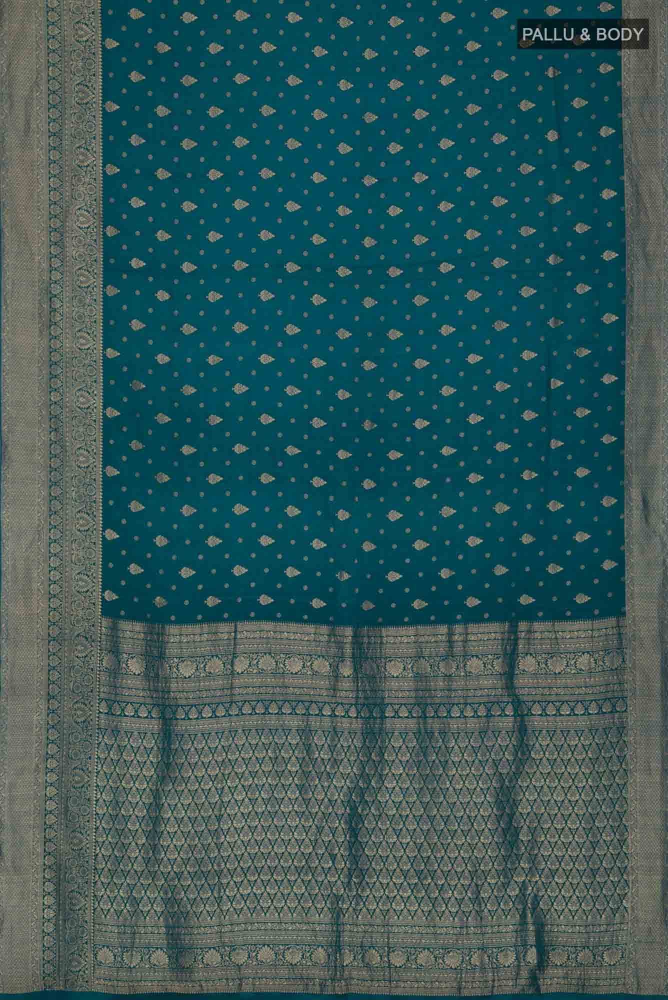 Blue Mysore Crepe Saree