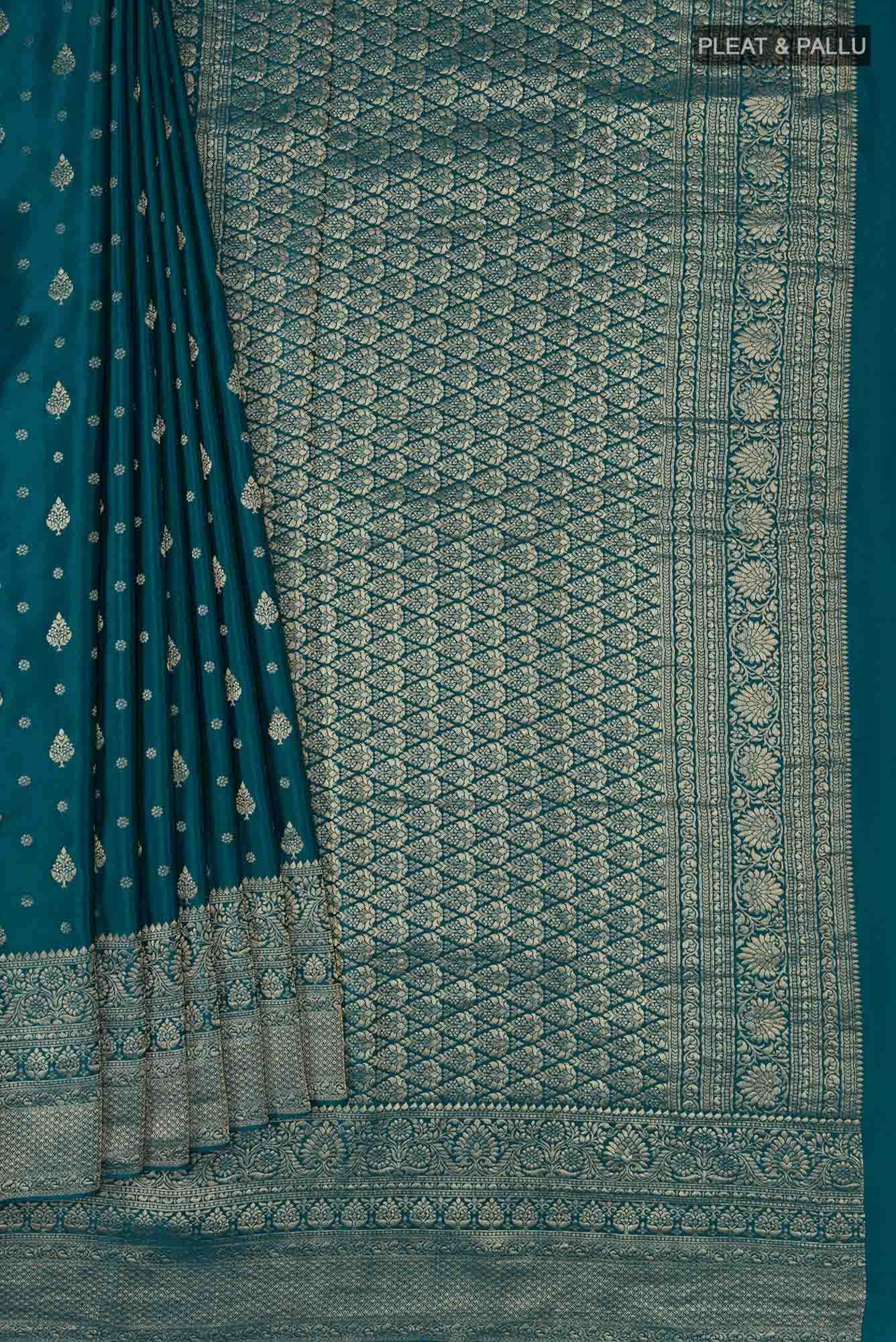 Blue Mysore Crepe Saree