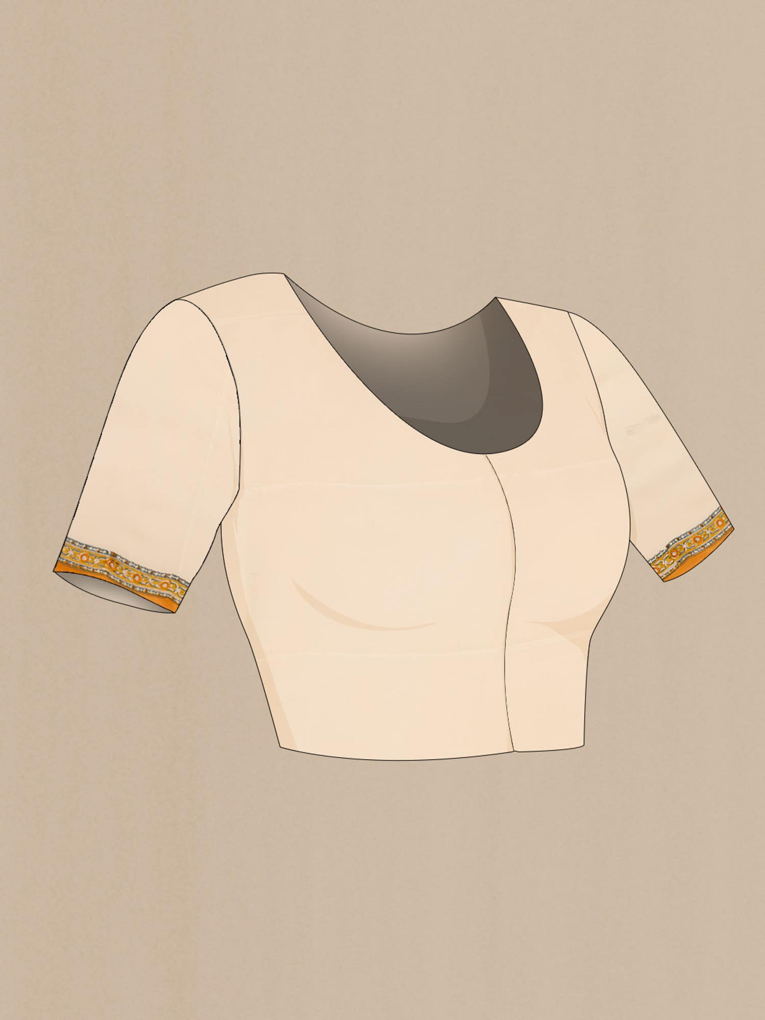 Cream Mysore Crepe Saree