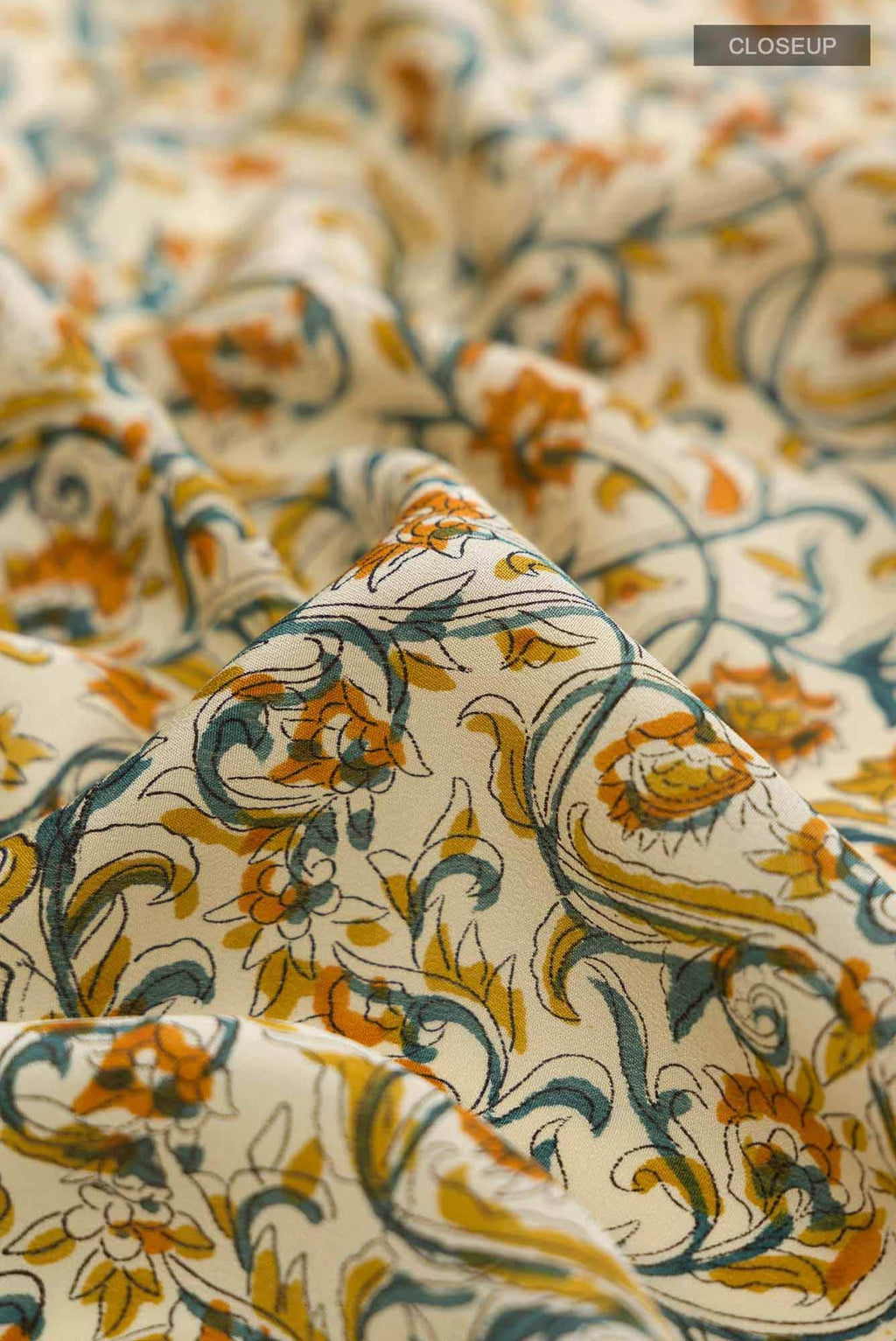 Cream Mysore Crepe Saree