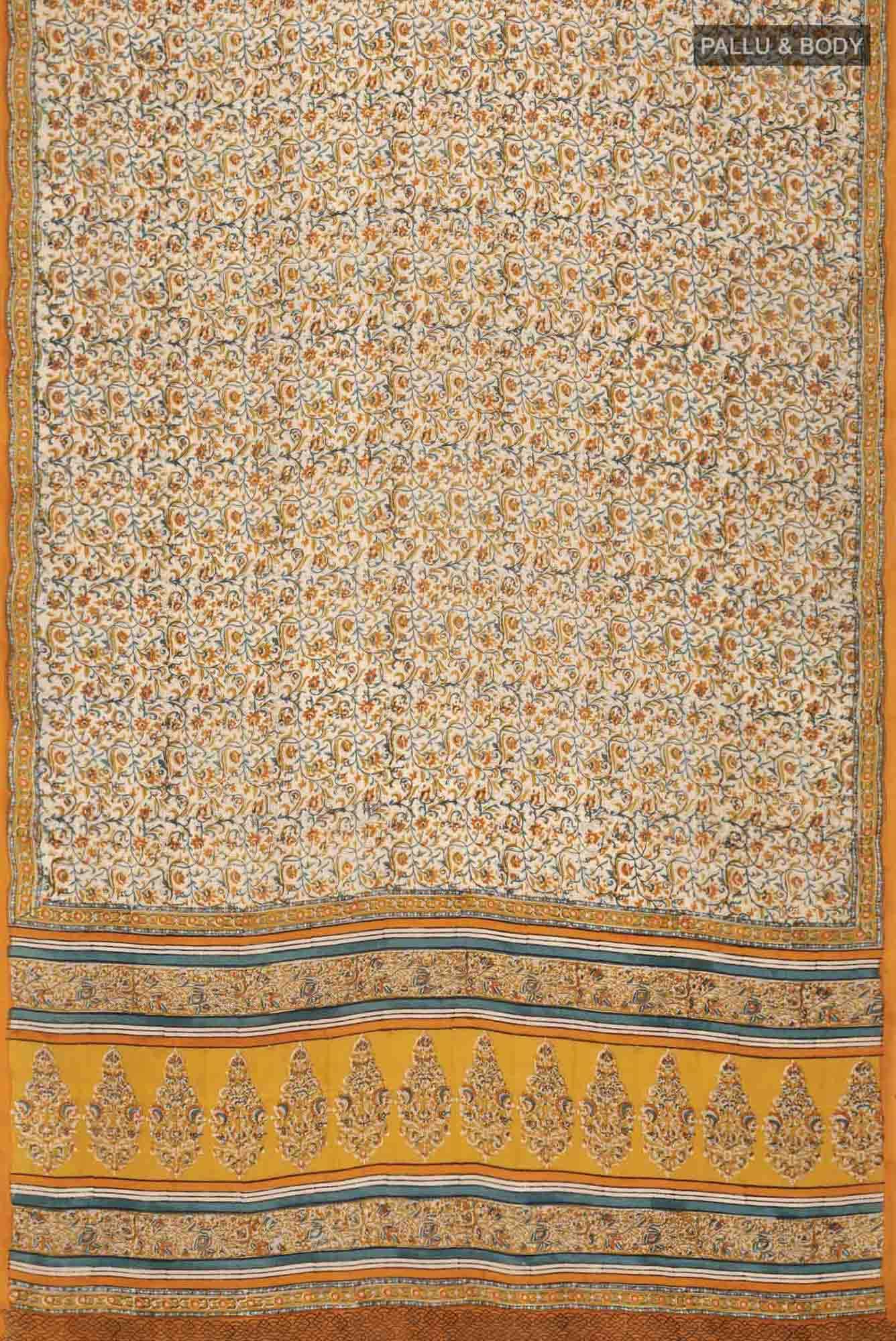 Cream Mysore Crepe Saree