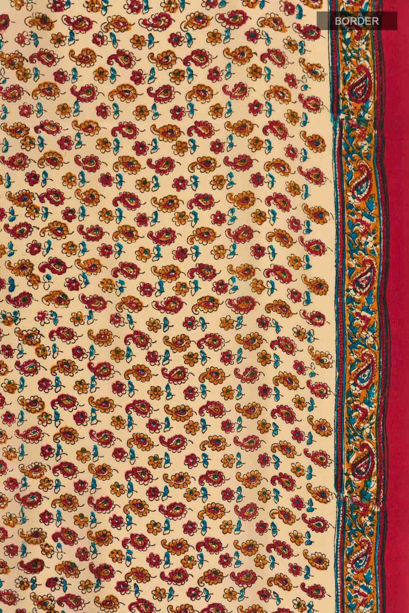Beige Mysore Crepe Saree