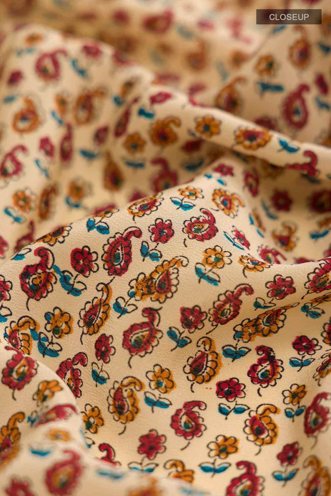 Beige Mysore Crepe Saree
