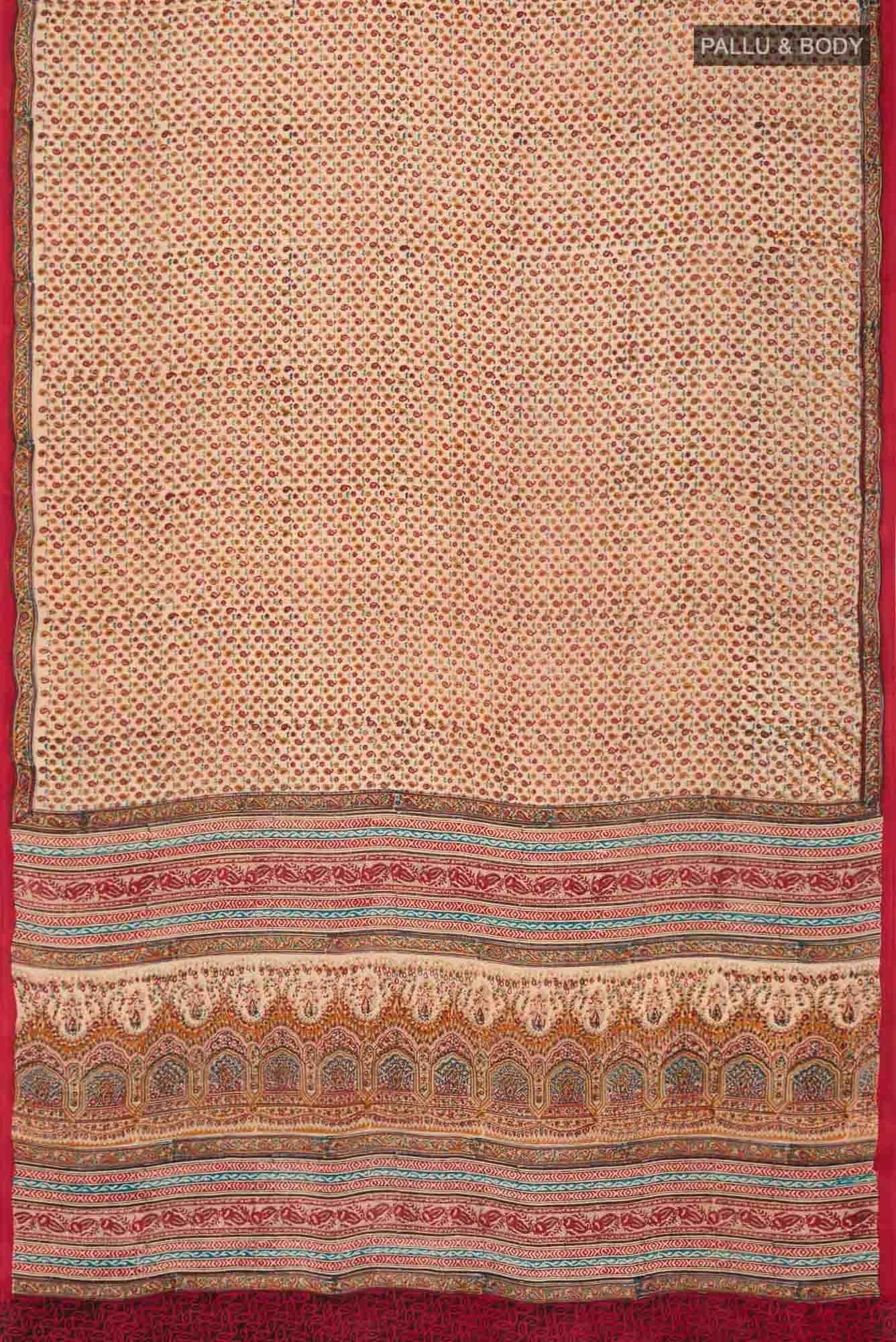 Beige Mysore Crepe Saree