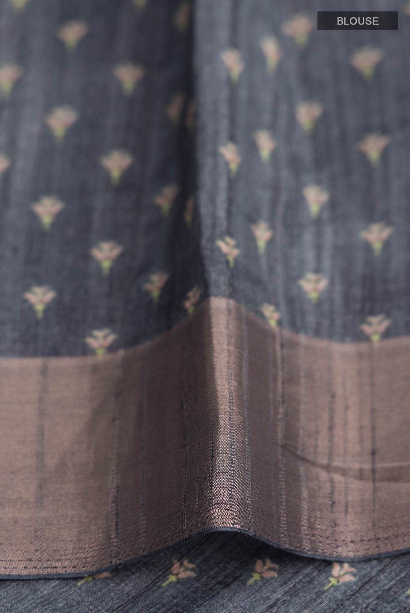 Black Tussar Silk Saree