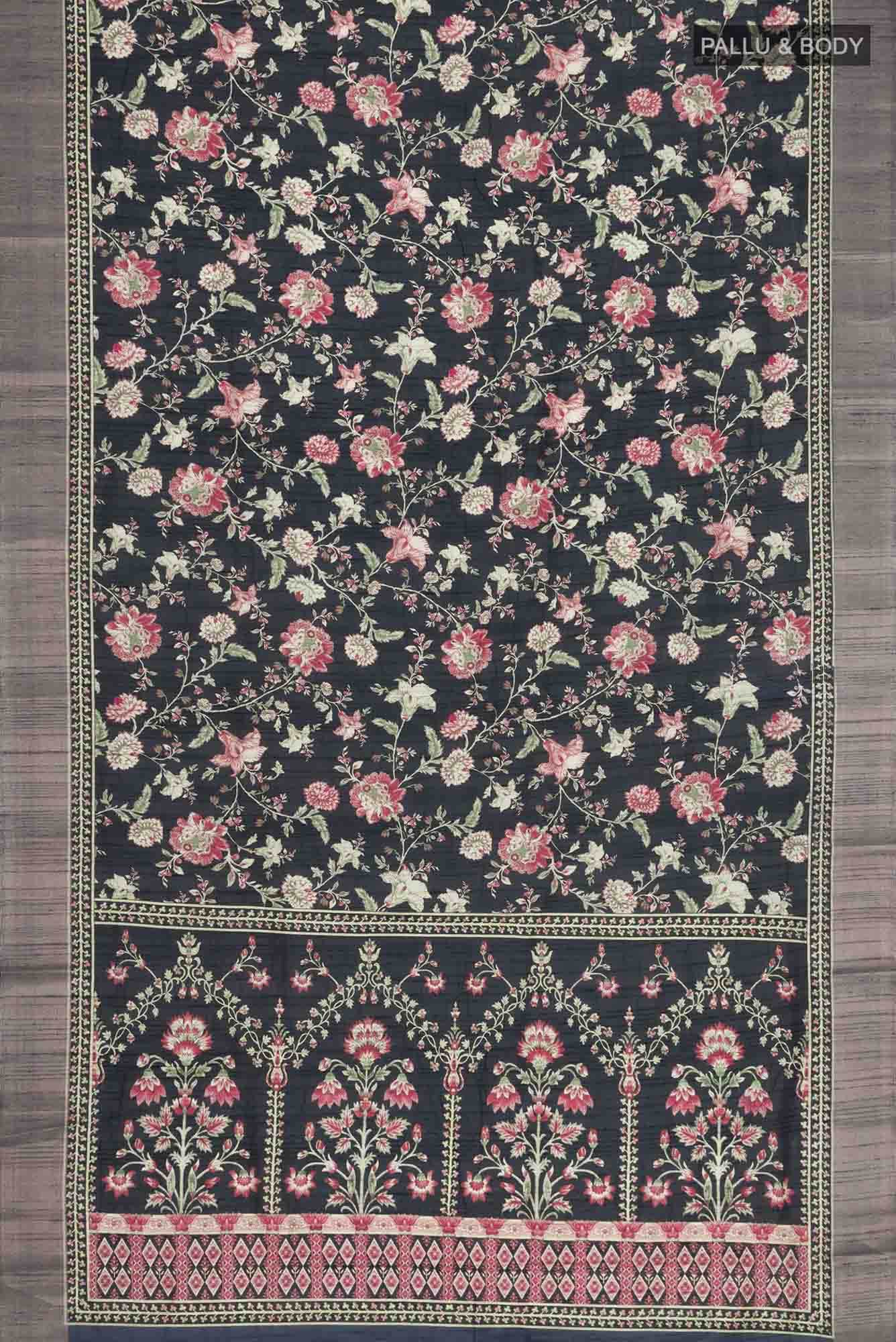 Black Tussar Silk Saree