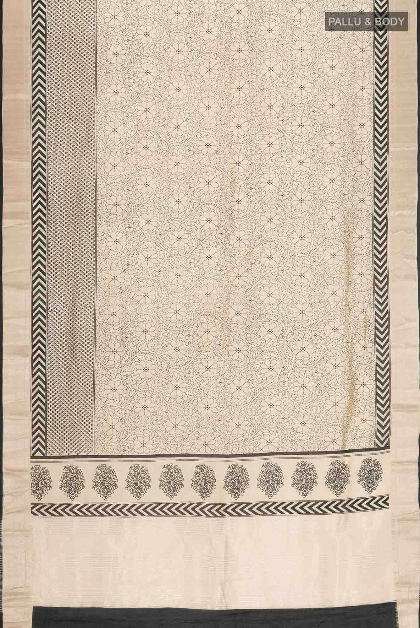 Beige Silk Cotton Saree