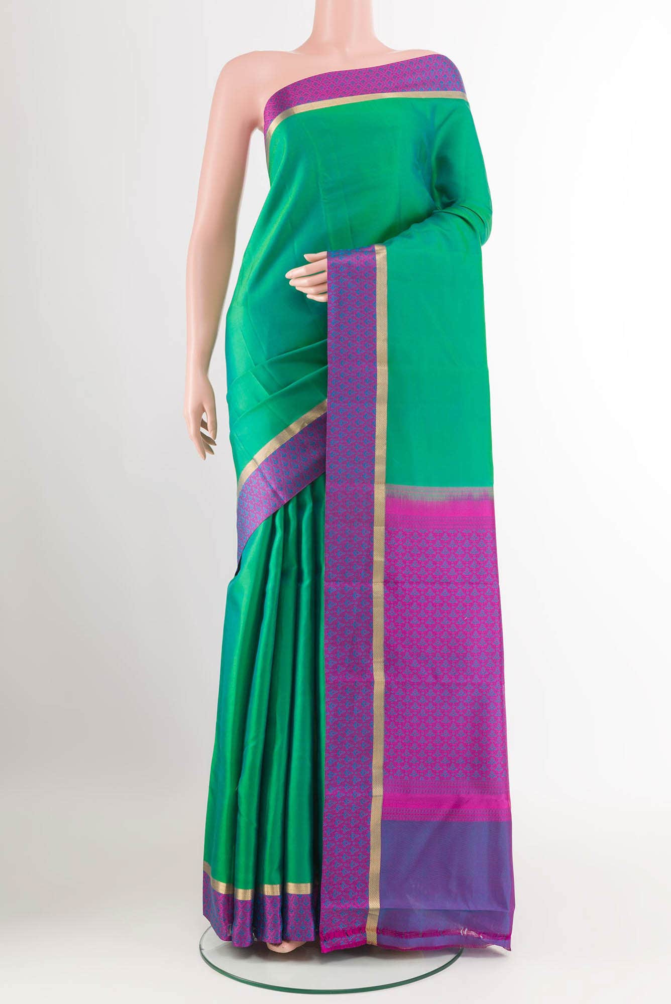Green Dual Tone Kanchipuram Silk Saree