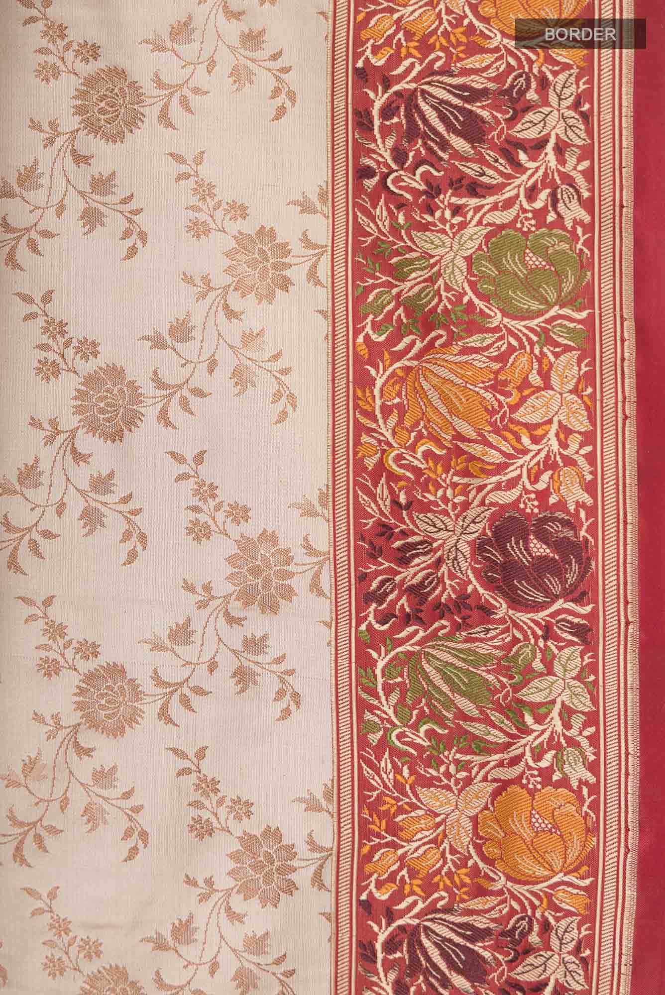 Beige Banarasi Silk Saree
