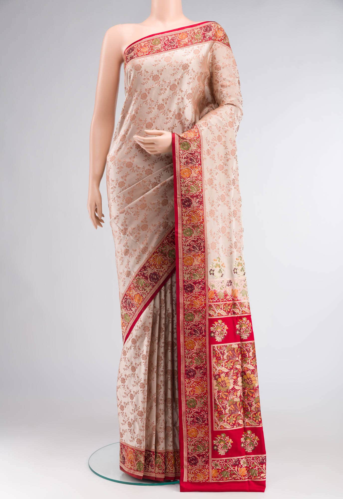 Beige Banarasi Silk Saree