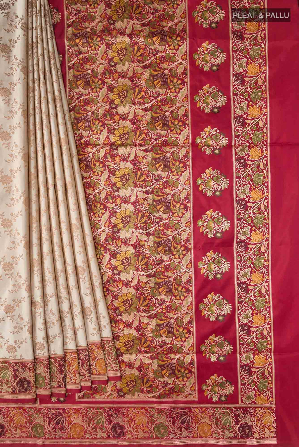 Beige Banarasi Silk Saree