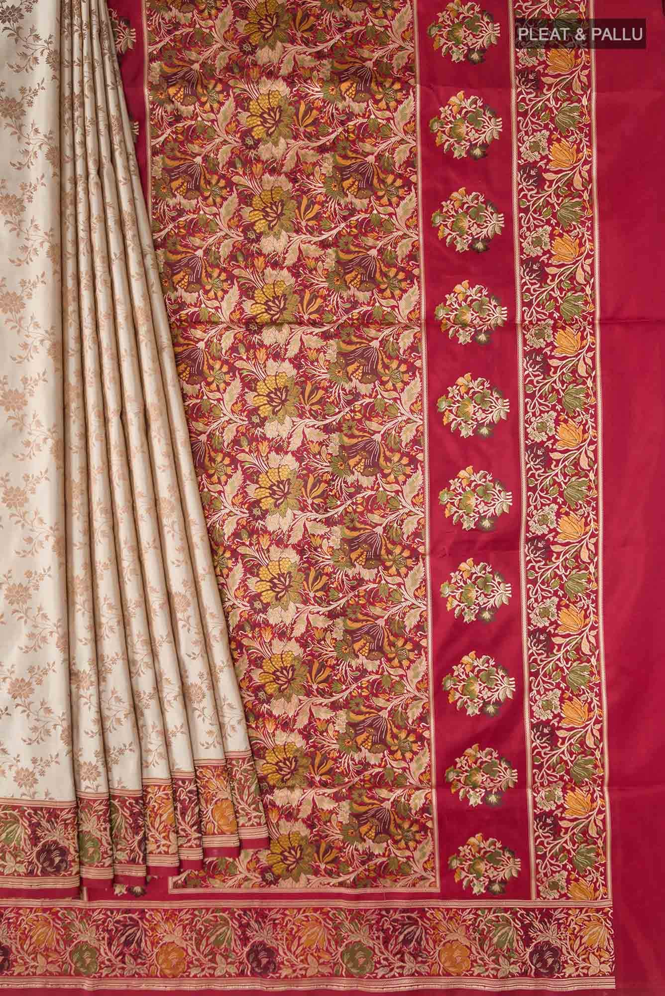 Beige Banarasi Silk Saree
