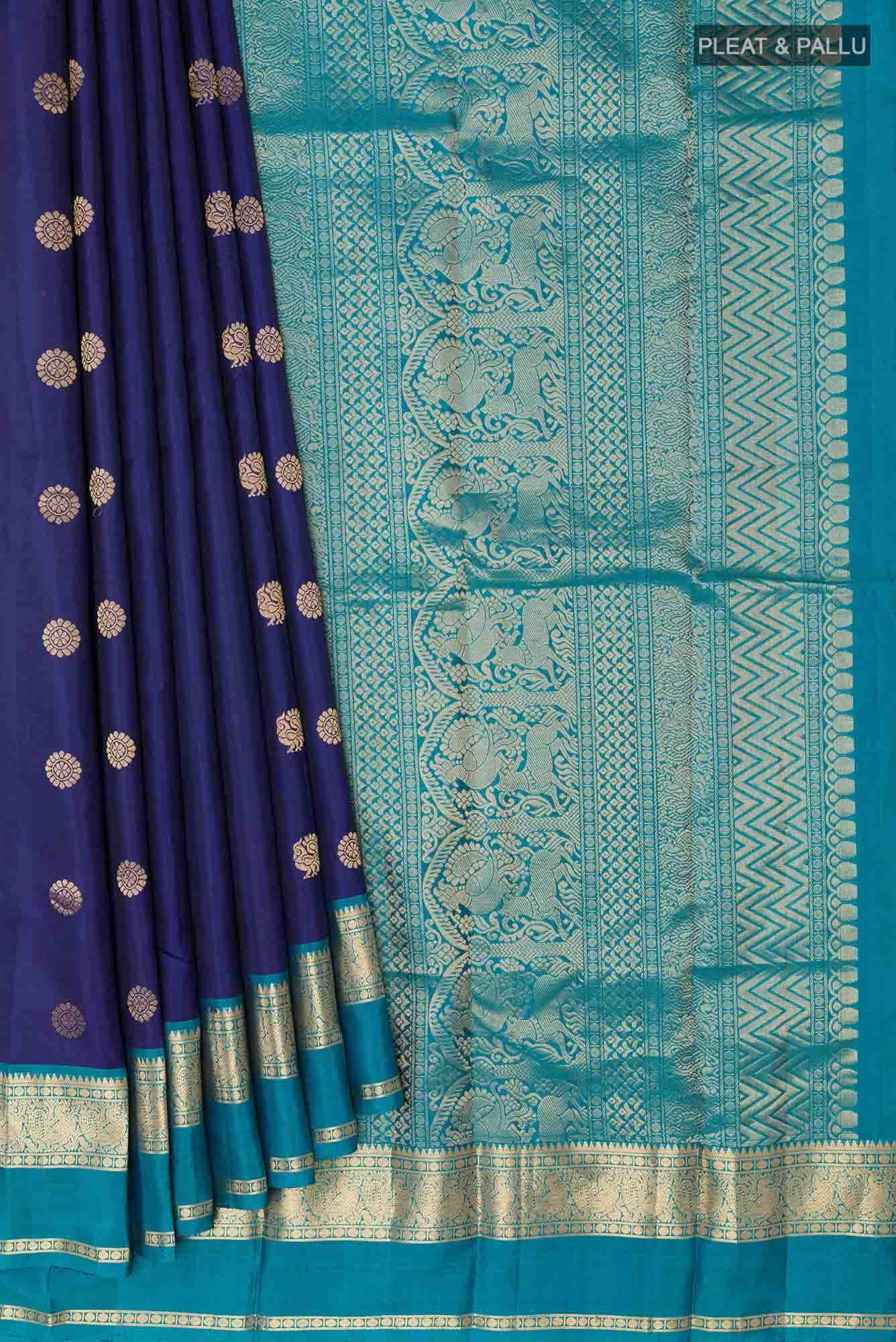 Dark Blue Kanchipuram Silk Saree