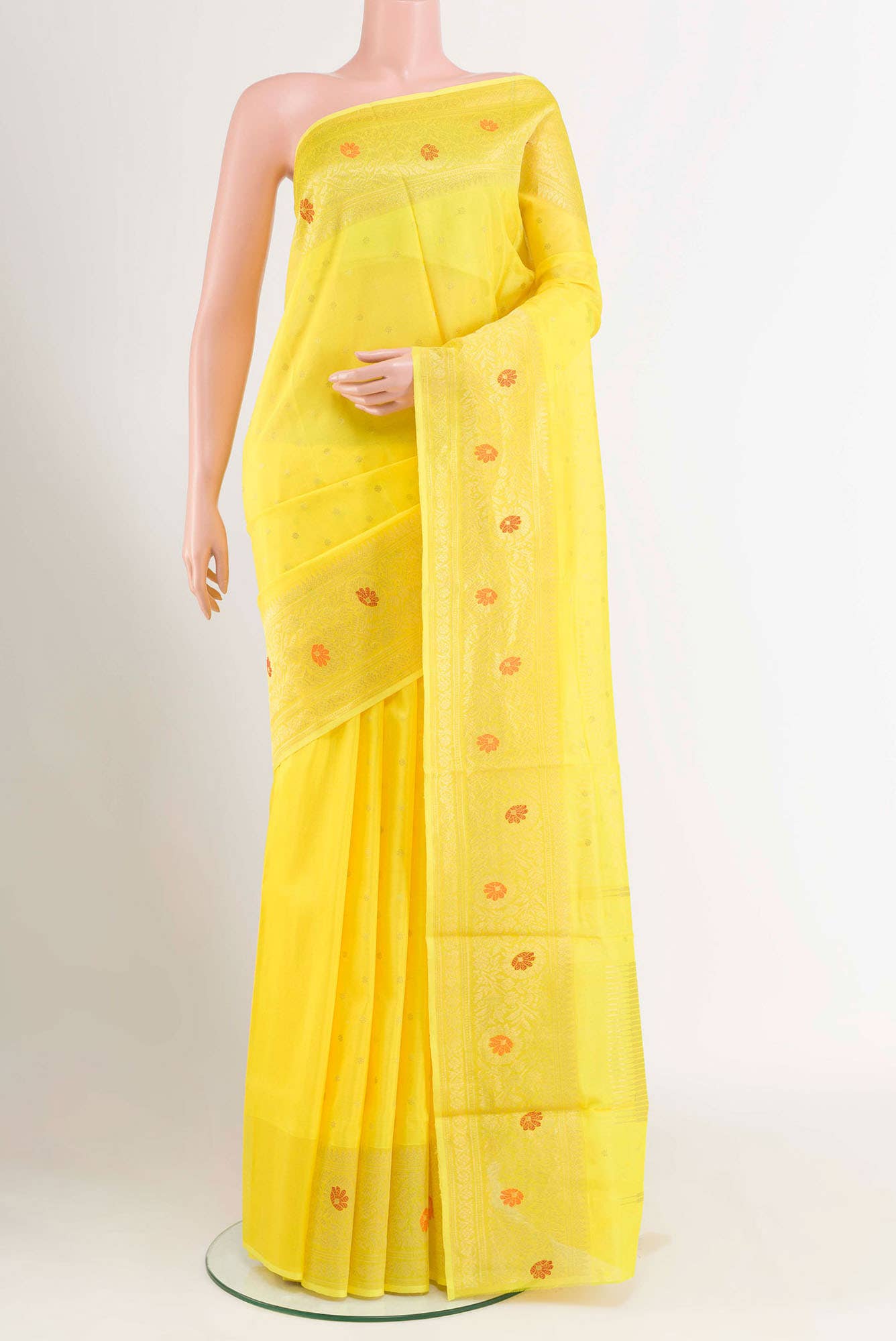 Yellow Chanderi Silk Saree