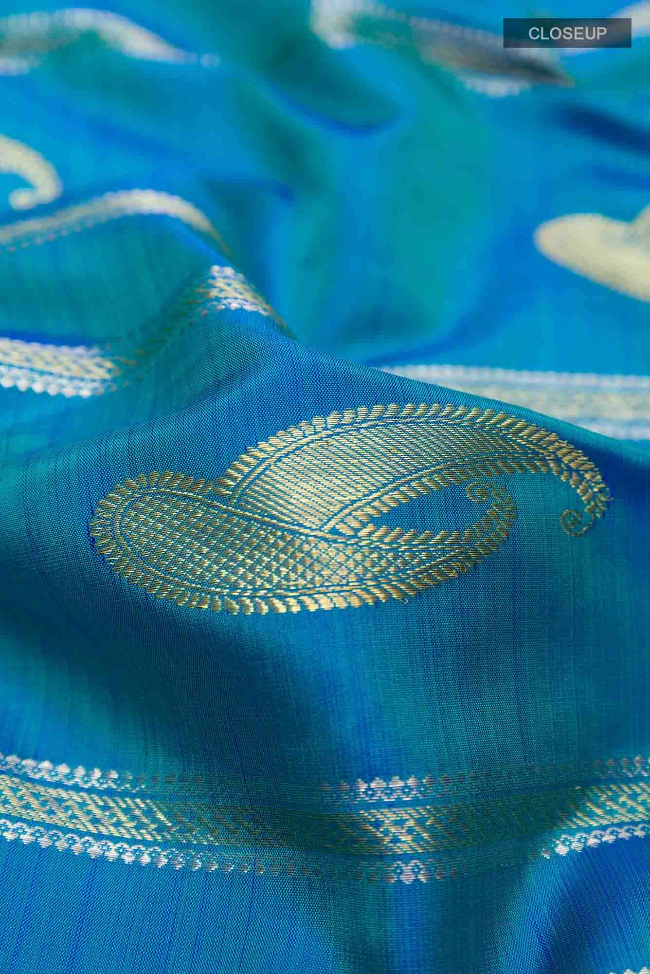 Blue Dual Tone Kanchipuram Silk Saree