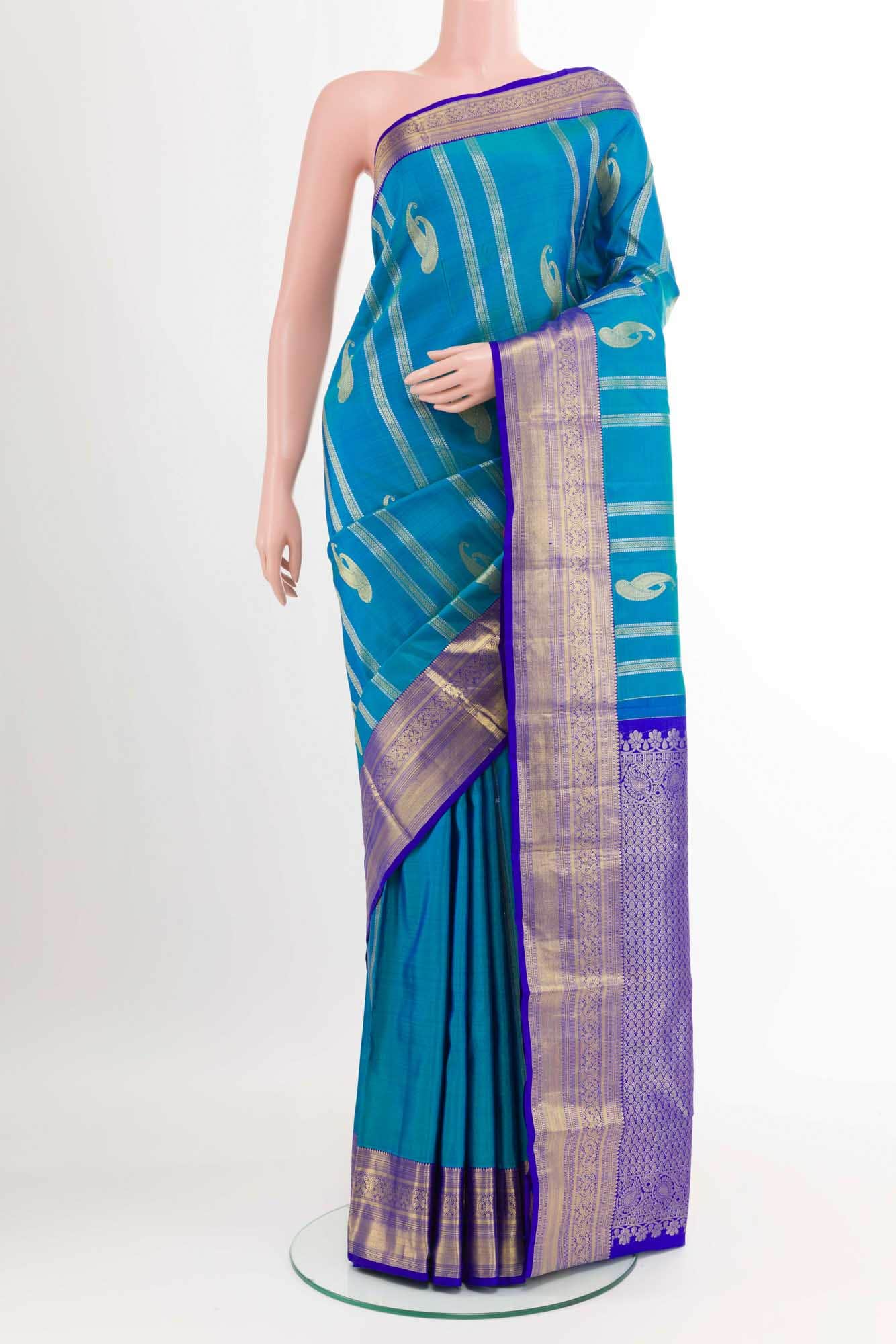 Blue Dual Tone Kanchipuram Silk Saree