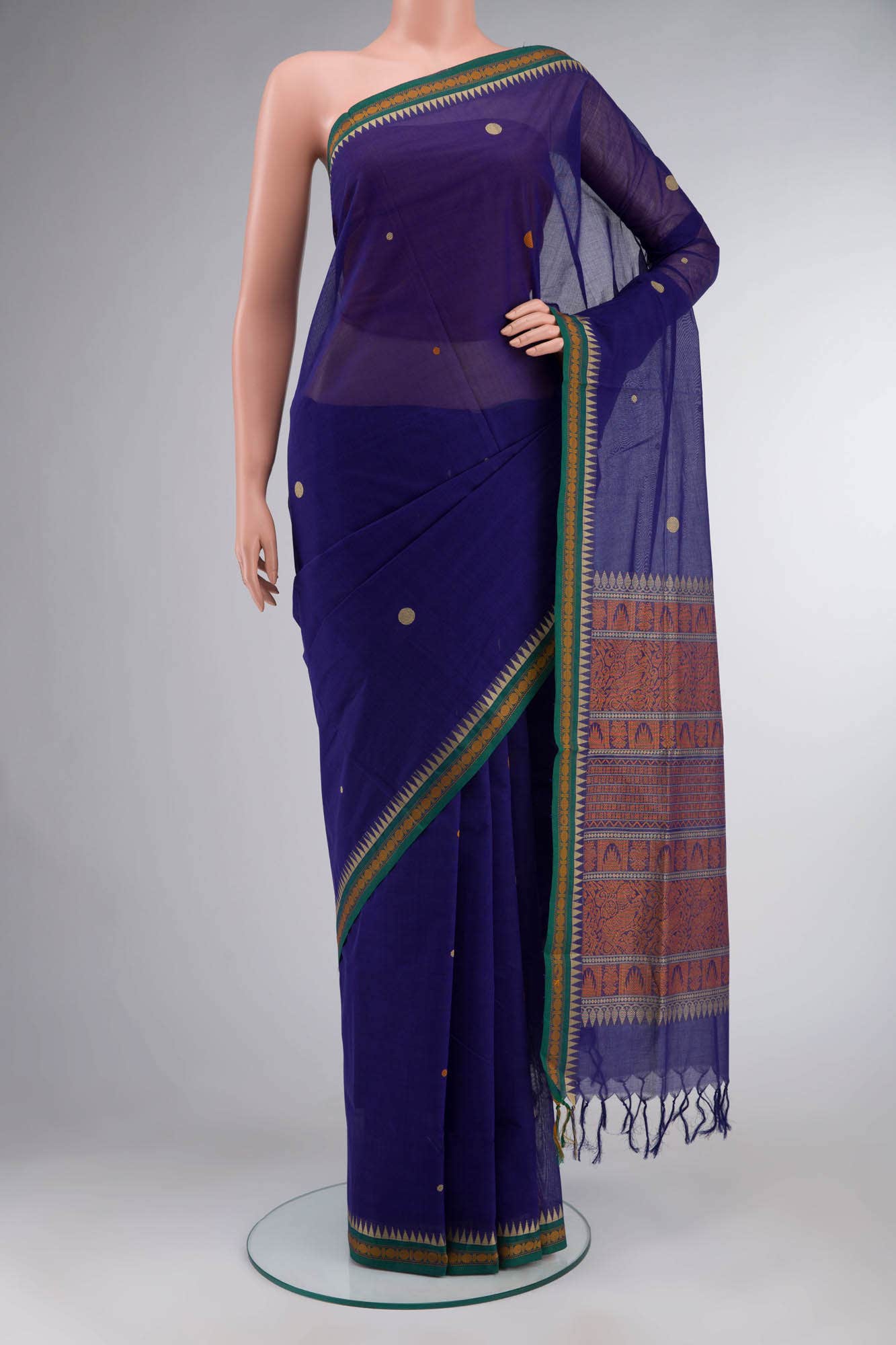 Blue Coimbatore Cotton Saree