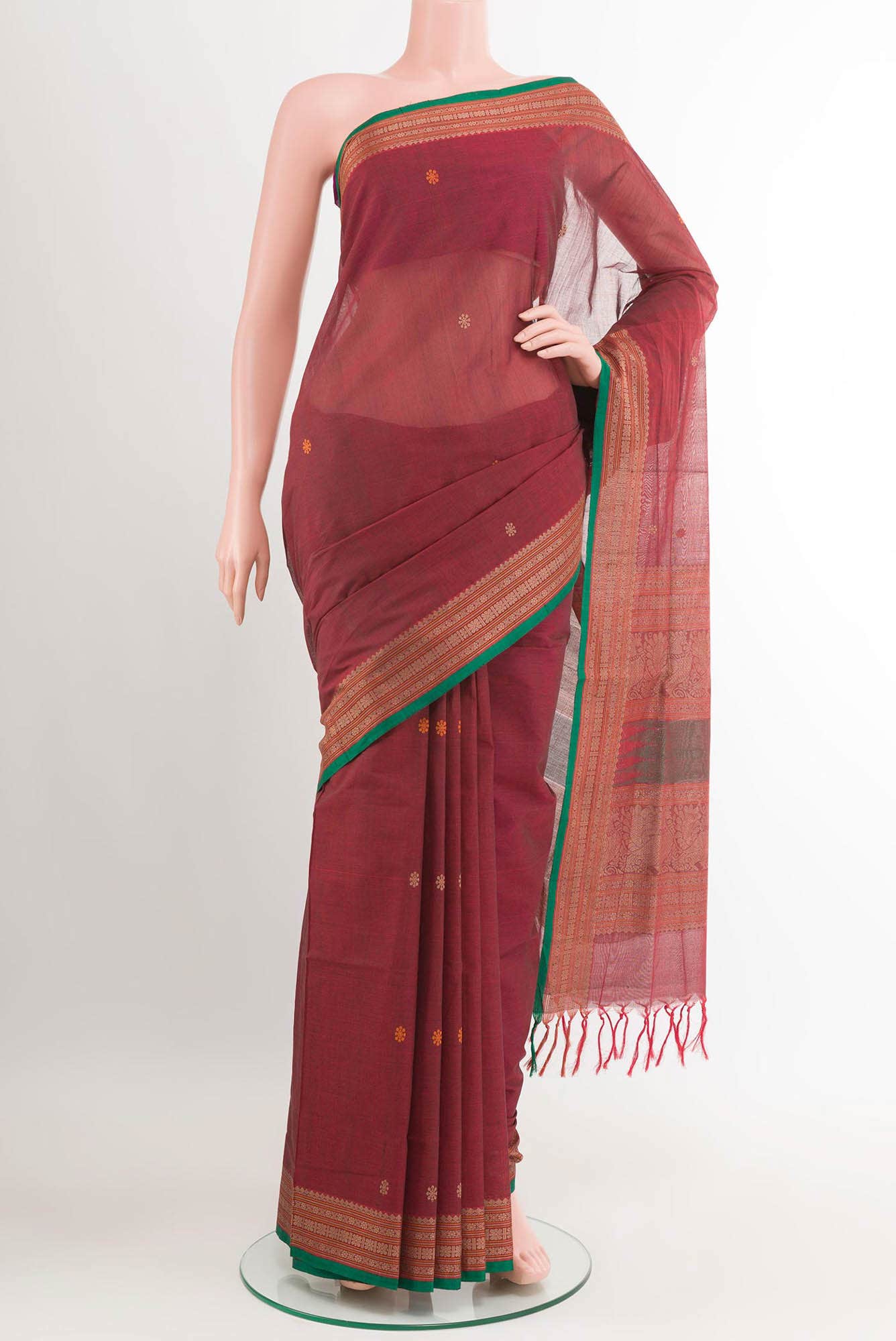 Maroon Coimbatore Cotton Saree