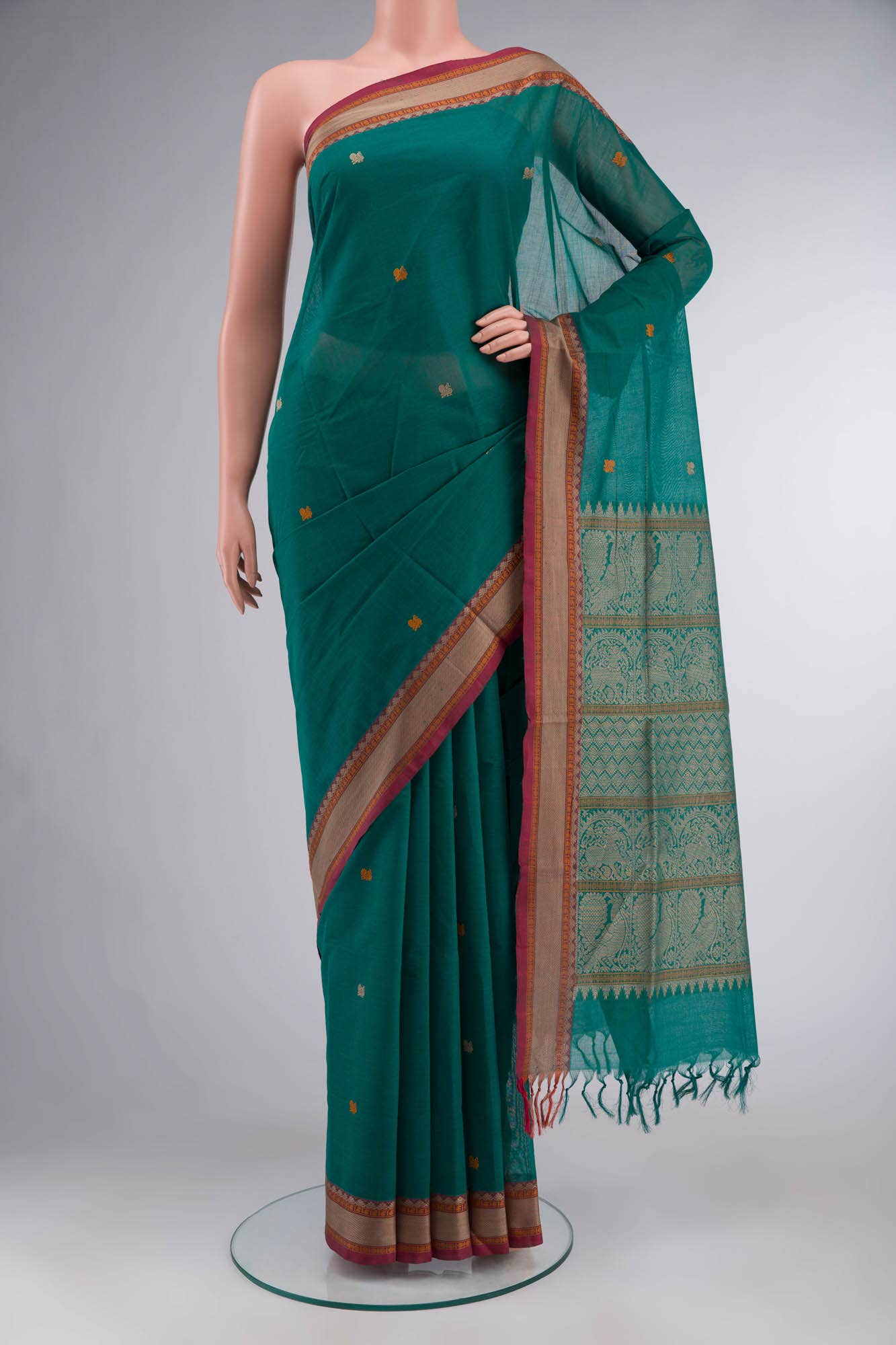 Green Coimbatore Cotton Saree