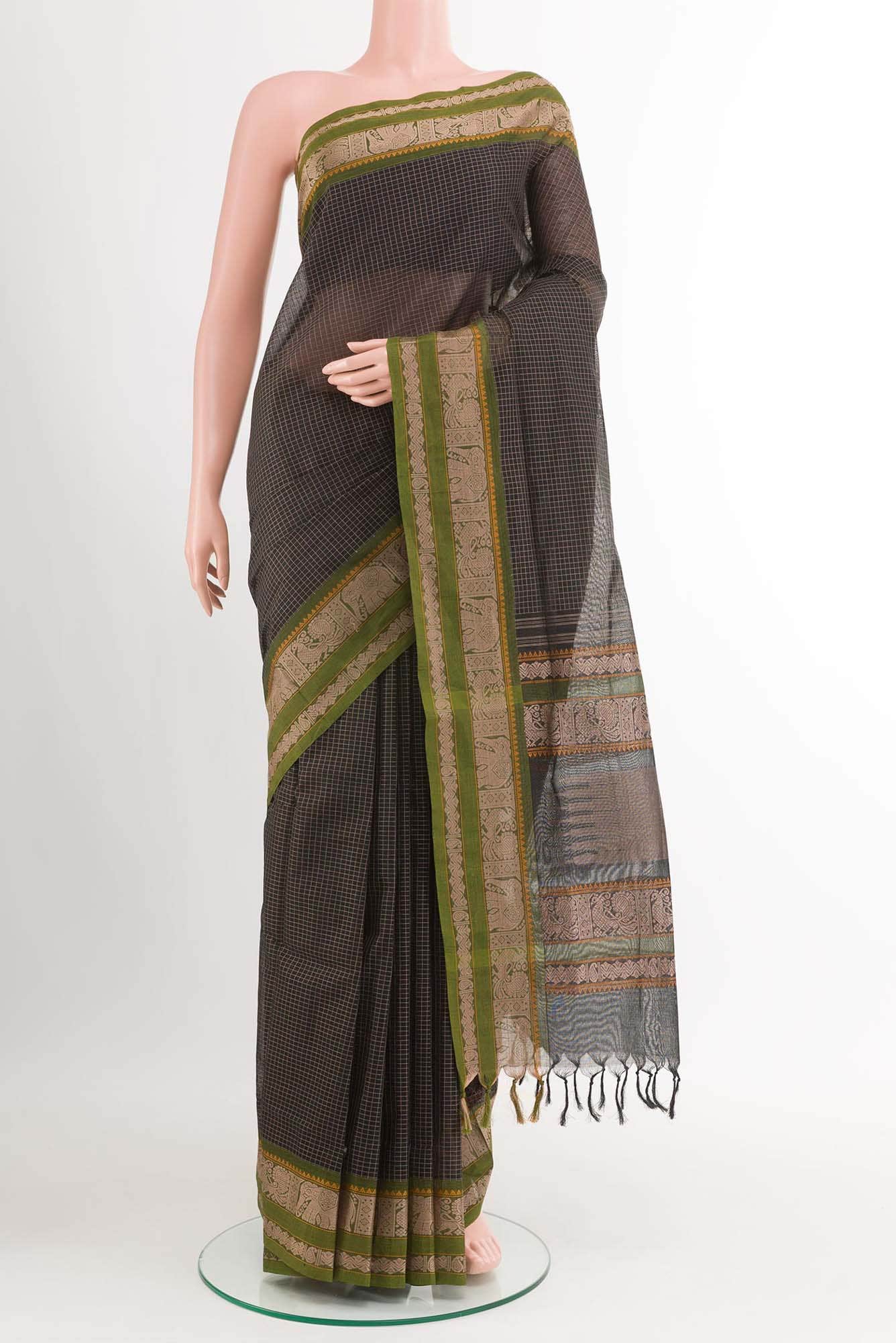 Black Coimbatore Cotton Saree