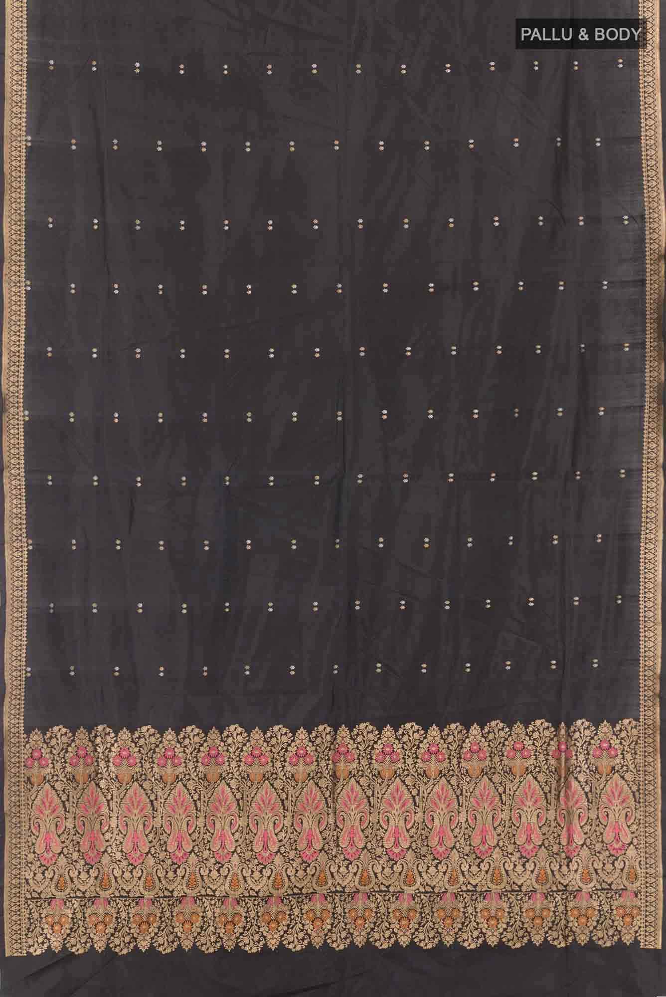 Black Banarasi Katan Silk Saree