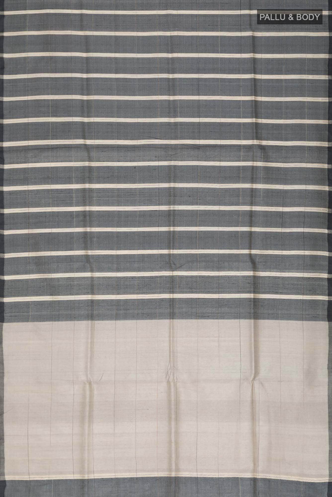 Grey Bhagalpuri Tussar Silk Saree